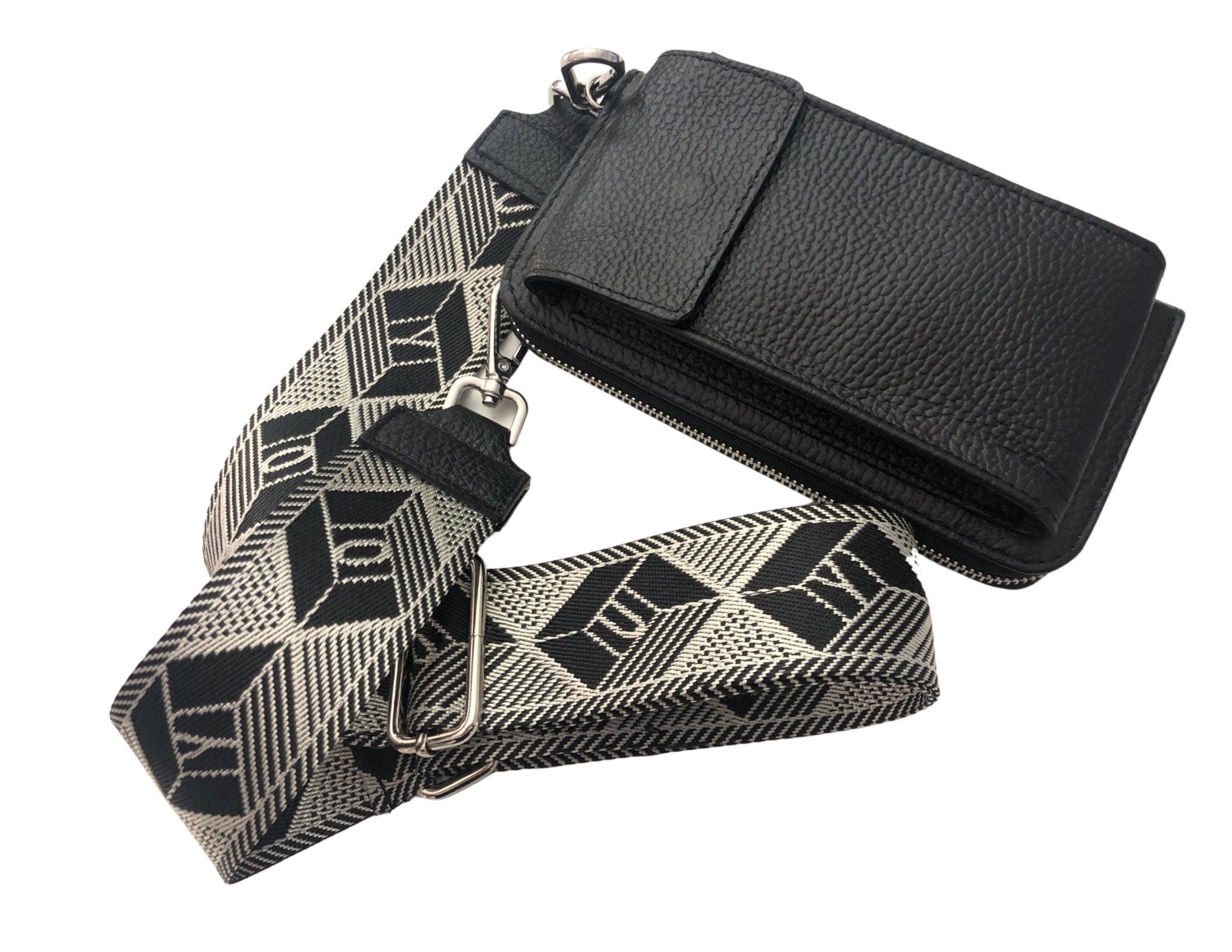 Handyportemonnaie | schwarze Geldbörse | Echt Leder plus Gurte - Roo's Gift Shop