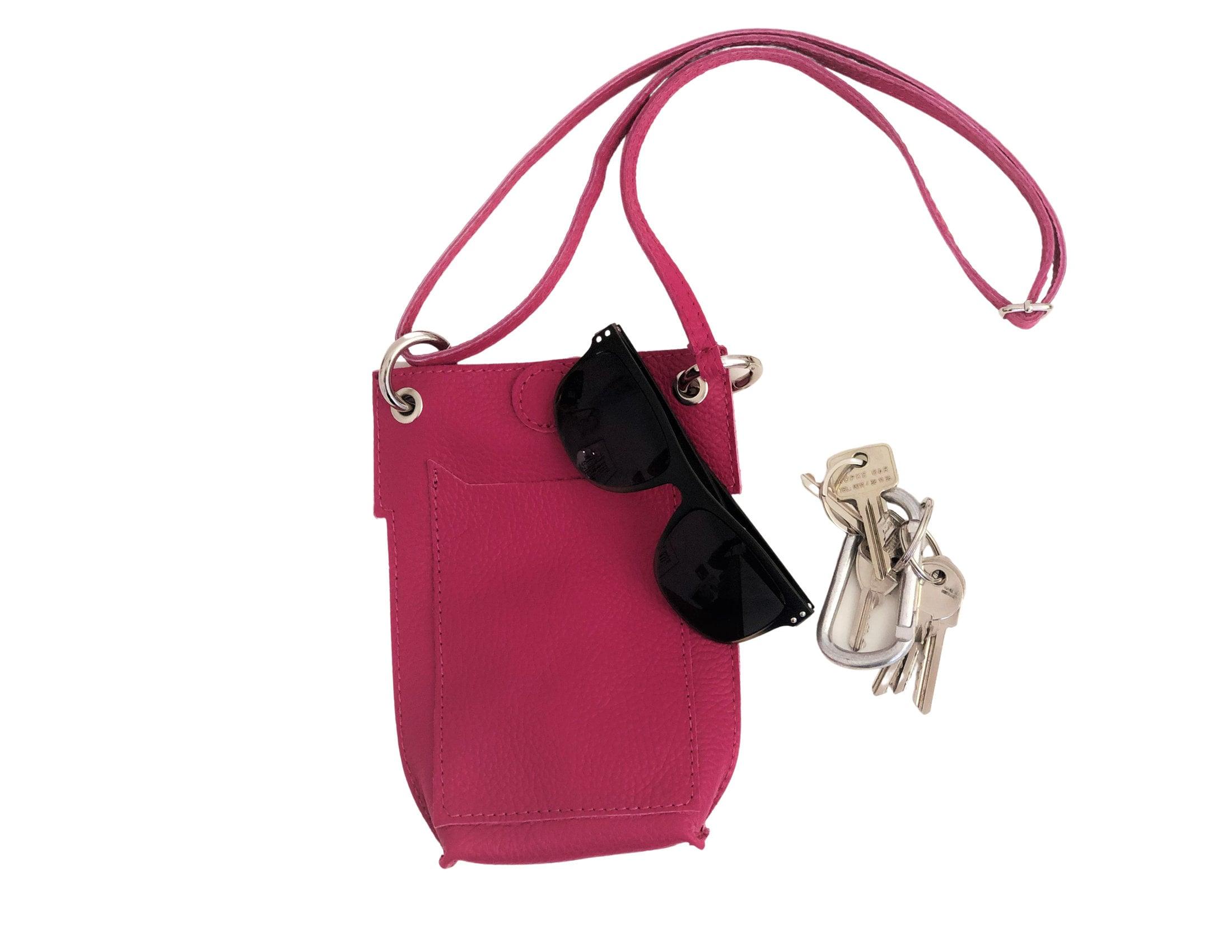 Handytasche | Echt Leder | Umhängetasche | pink - Roo's Gift Shop