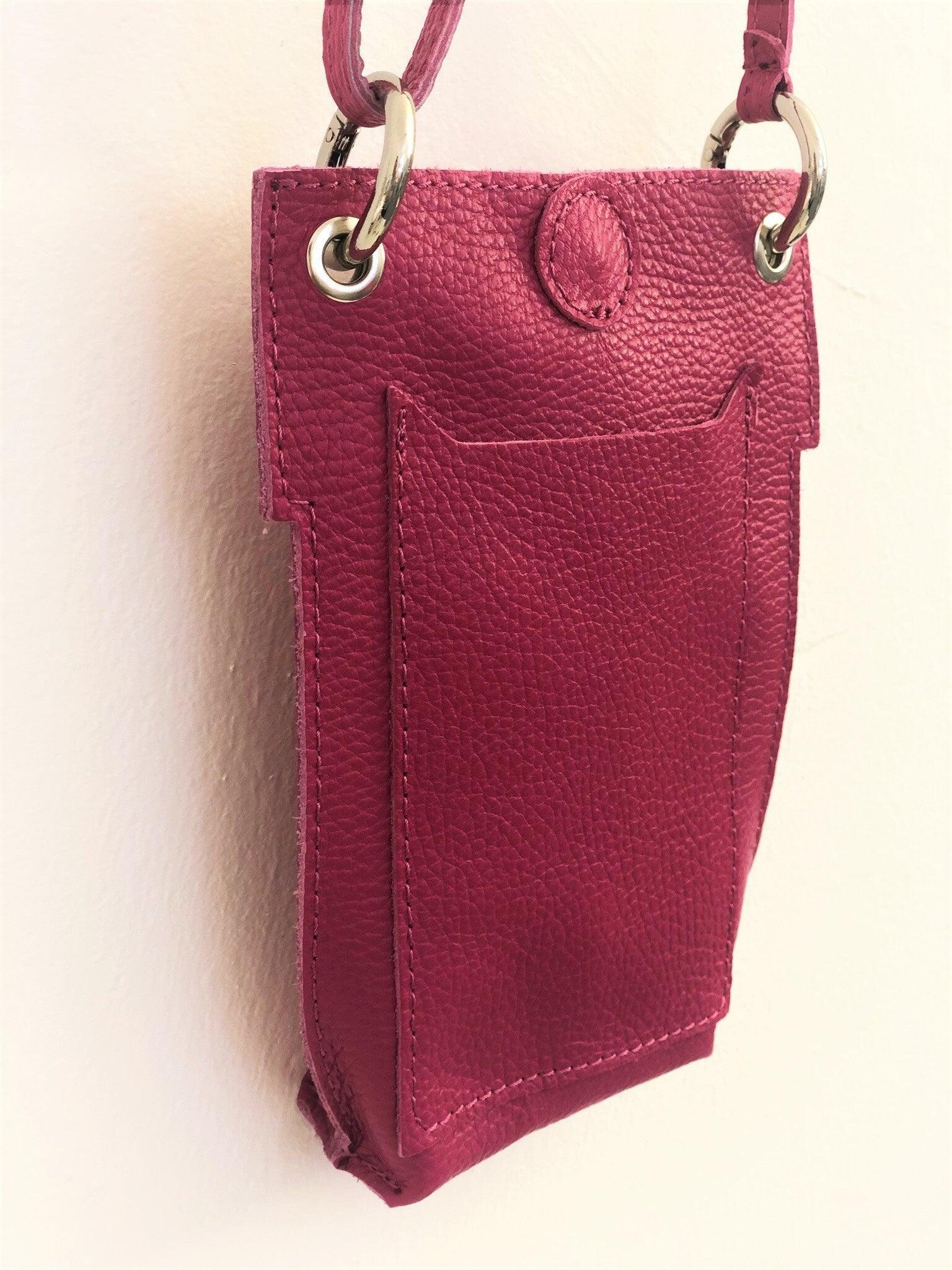 Handytasche | Echt Leder | Umhängetasche | pink - Roo's Gift Shop