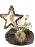 Deko Stern aus Echtfell | Hirsch | Weihnachtsdeko | Großer Stern | Fensterdeko | Fell | Persianer | Glitzer Rentier | Weihnachten | Xmas
