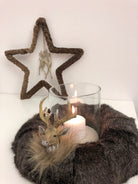 Deko Stern aus Echtfell | Hirsch | Weihnachtsdeko | Großer Stern | Fensterdeko | Fell | Persianer | Glitzer Rentier | Weihnachten | Xmas