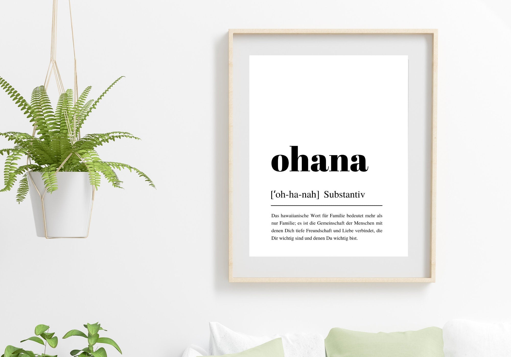Design Poster | OHANA | Deutsche Definition Wörterbuch | Digital Print | Typo Bild | gerahmter Druck | Duden Lautschrift | Familie Freunde
