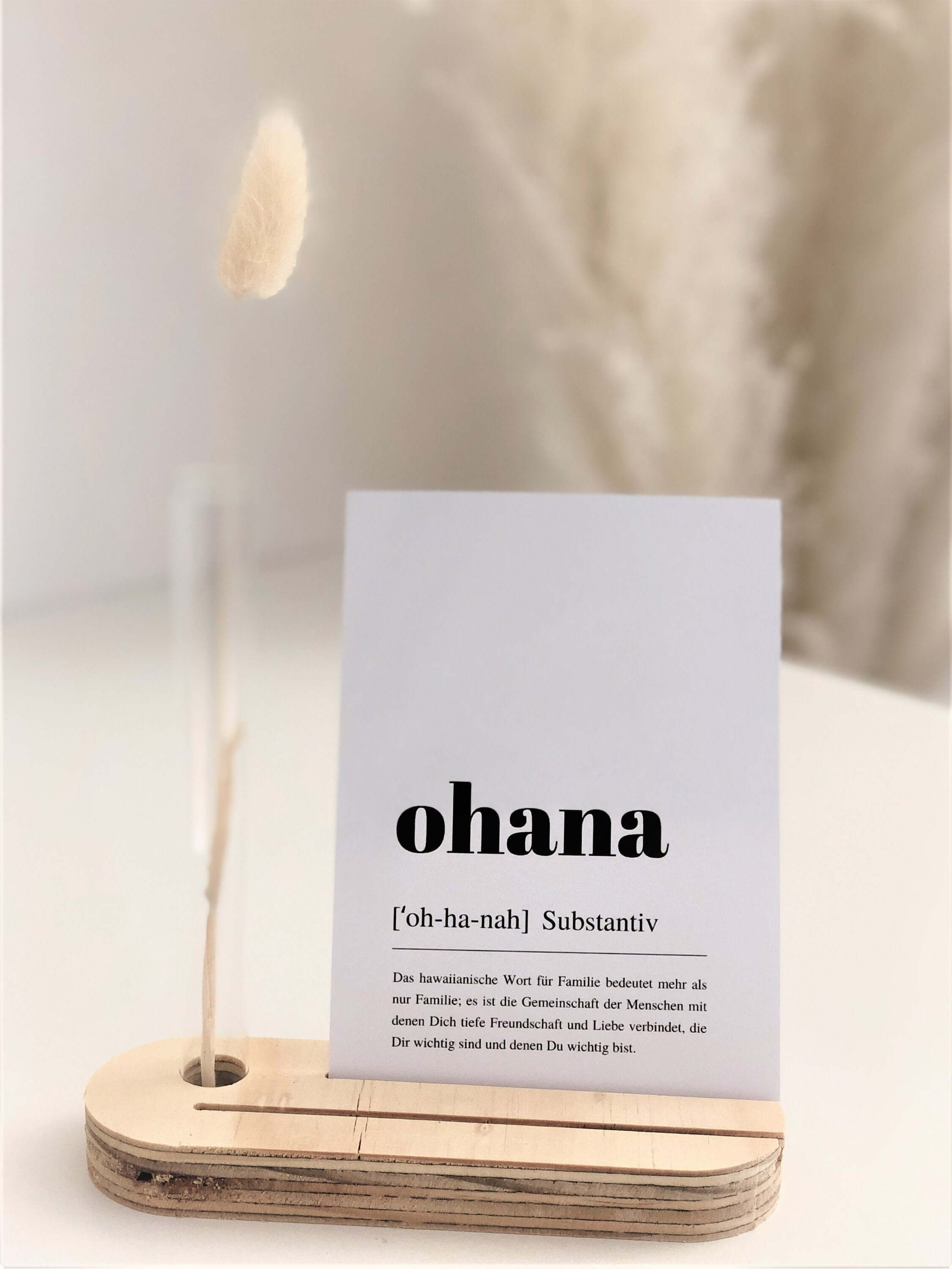 Kartenständer mit Karte Mama | mit Vase und Trockenblumen | Geschenk Muttertag