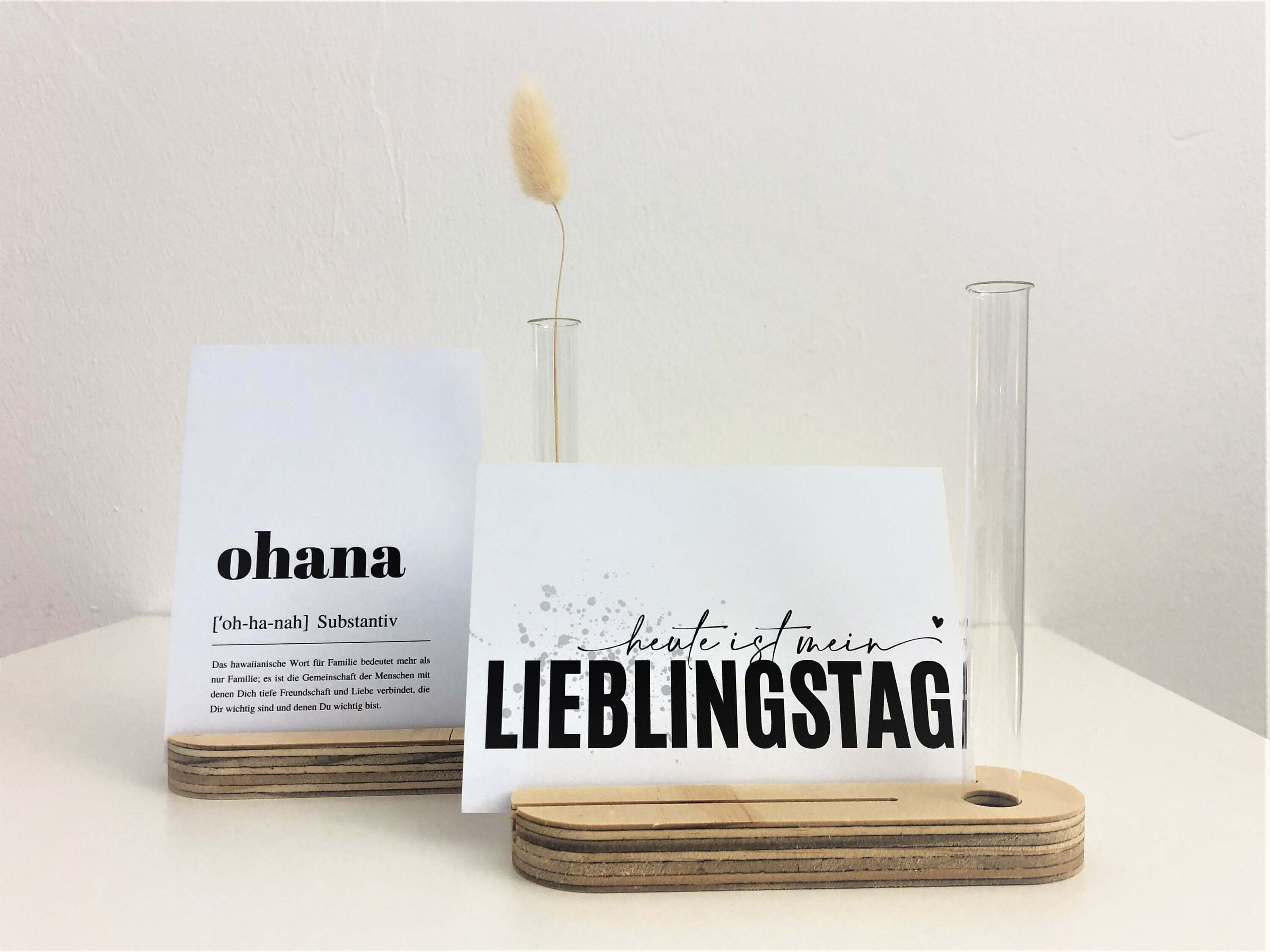 Kartenständer mit Karte Mama | mit Vase und Trockenblumen | Geschenk Muttertag