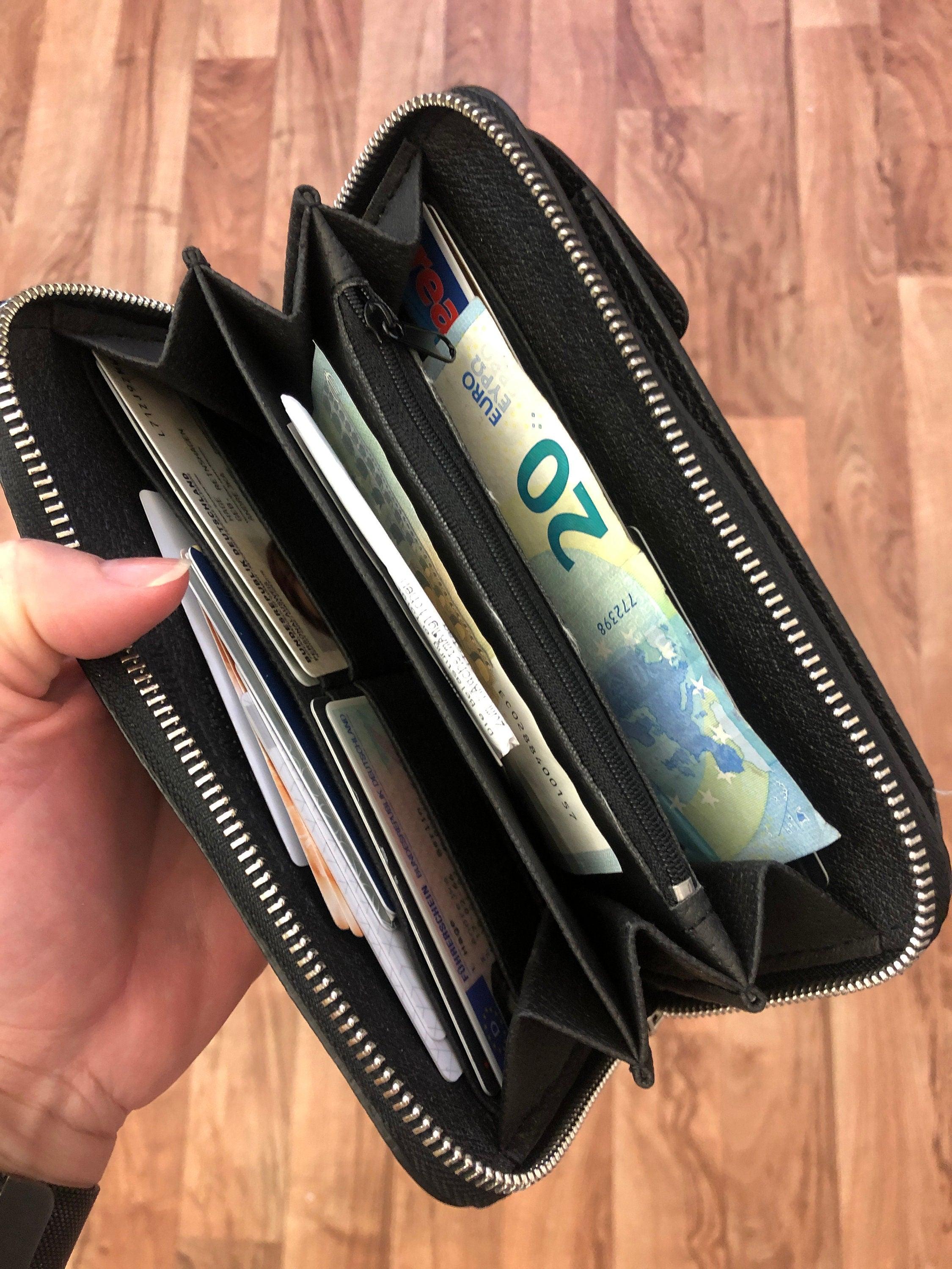 Handyportemonnaie | Echt Leder | schwarz - Roo's Gift Shop