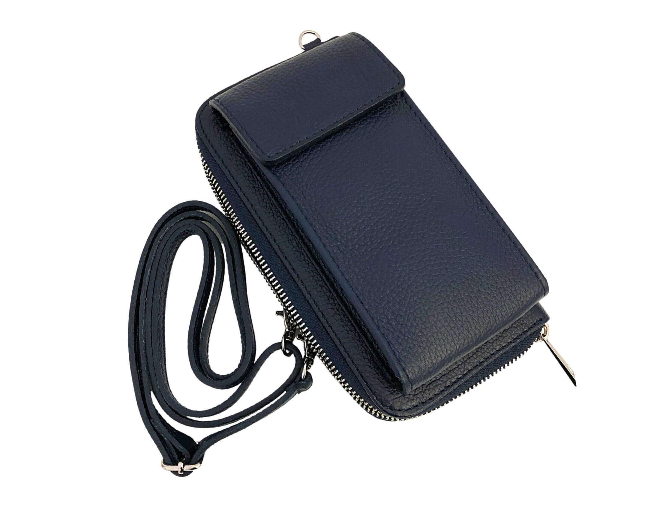 Handyportemonnaie | Echt Leder | dunkelblau - Roo's Gift Shop