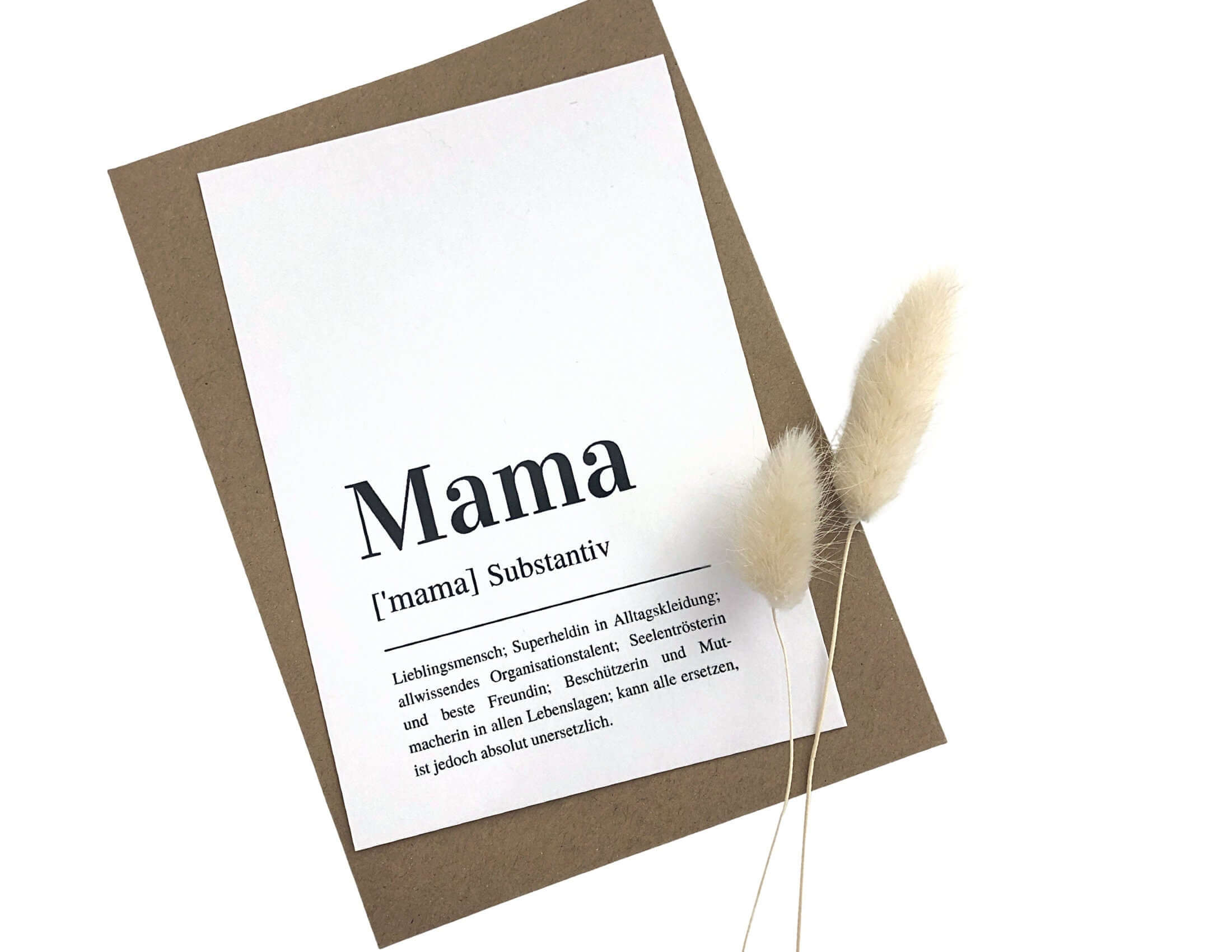 Kartenständer mit Karte Mama | mit Vase und Trockenblumen | Geschenk Muttertag