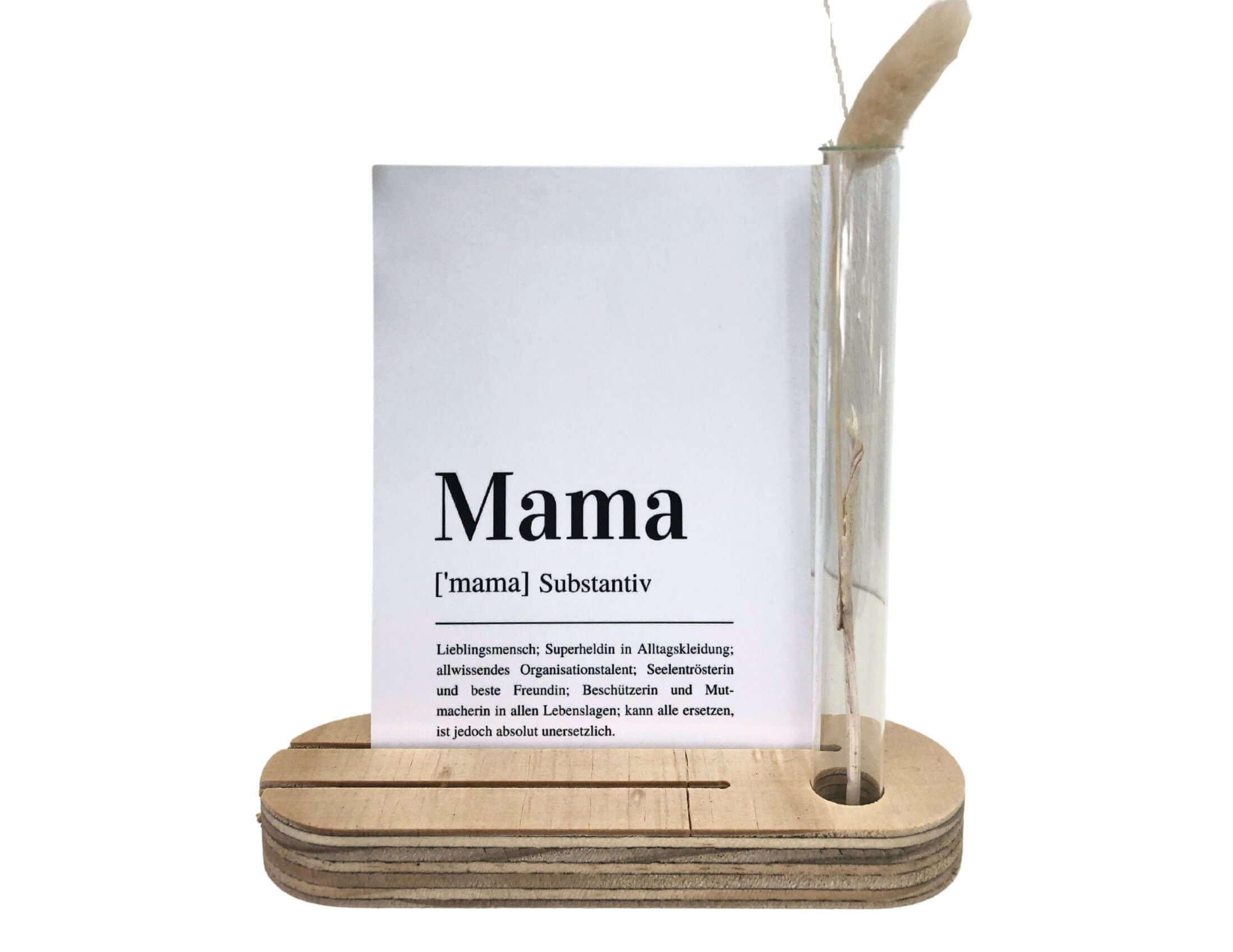 Kartenständer mit Karte Mama | mit Vase und Trockenblumen | Geschenk Muttertag