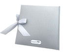 Baby Album | personalisierbar | silbernes Fotoalbum mit dem Namen des Babys | Schleife
