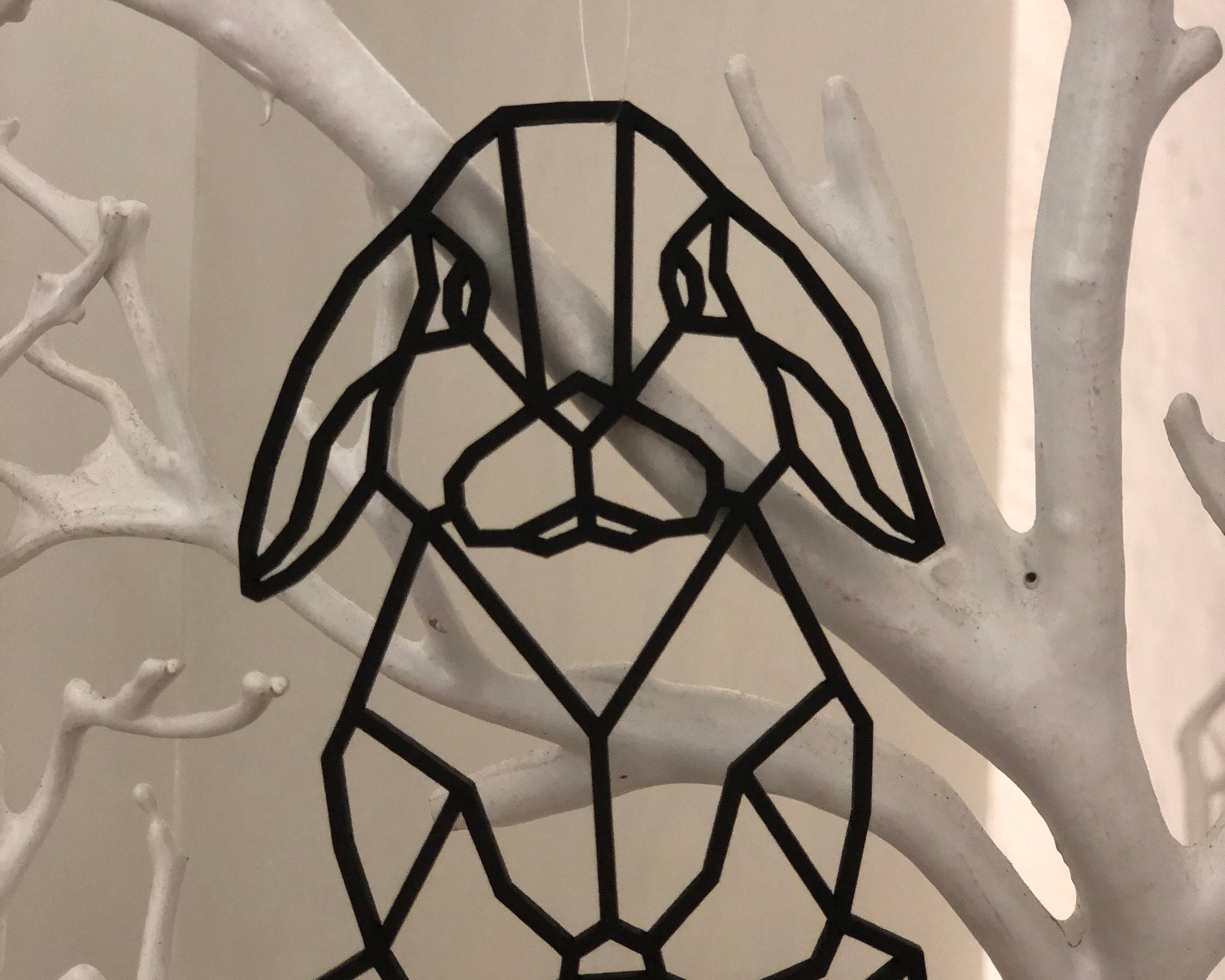 Osterkarte | Personalisierbare Klappkarte mit geometrischem Hasen | Hasenanhänger | 3D