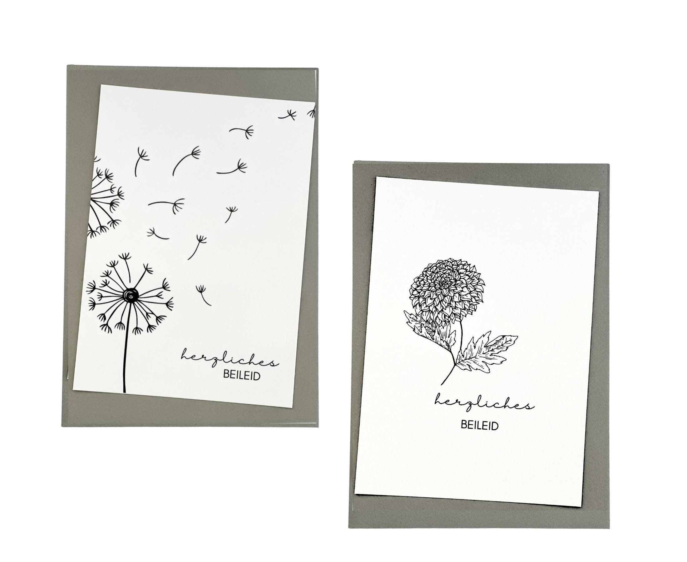 Karte | Trauer | Set 2 Stück | moderne Kondolenzkarten - Roo's Gift Shop