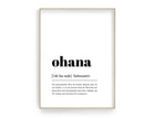 Design Poster | OHANA | Deutsche Definition Wörterbuch | Digital Print | Typo Bild | gerahmter Druck | Duden Lautschrift | Familie Freunde