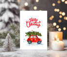 Karte Weihnachten | Auto mit Weihnachtsbaum | Merry Christmas - Roo's Gift Shop