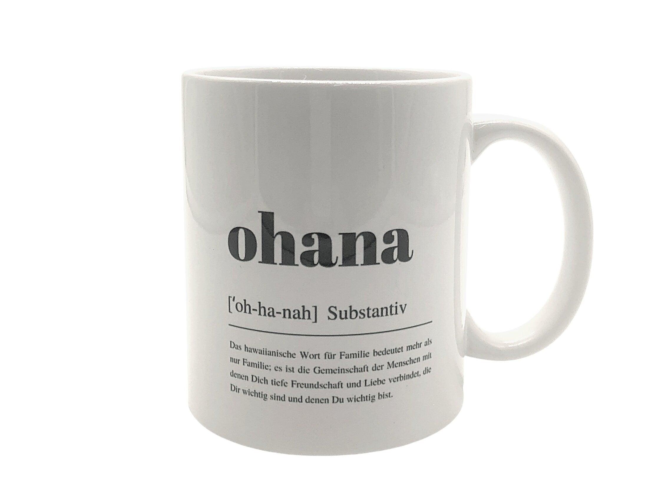 Keramiktasse OHANA | Ohana heißt Familie | Kaffeebecher - Roo's Gift Shop
