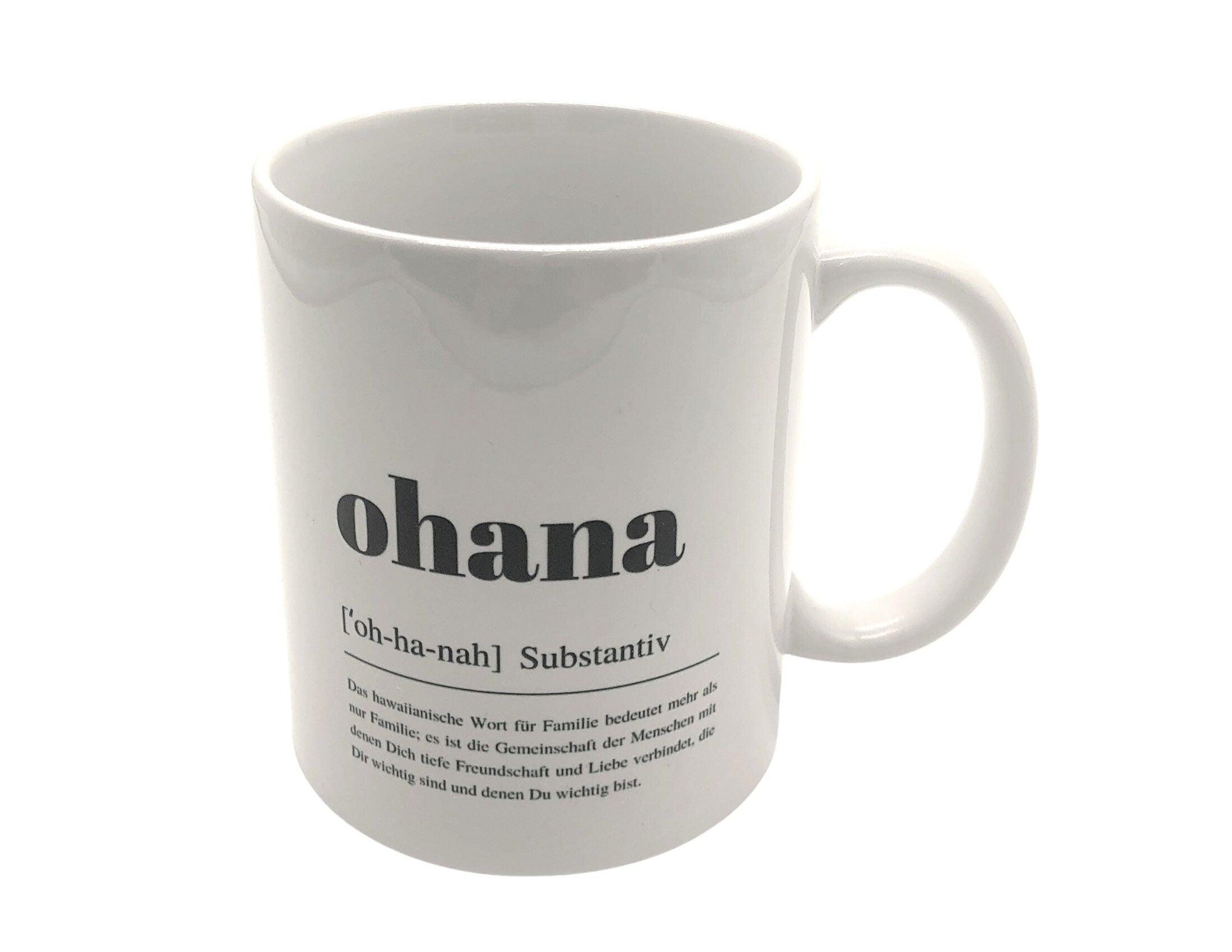 Keramiktasse OHANA | Ohana heißt Familie | Kaffeebecher - Roo's Gift Shop