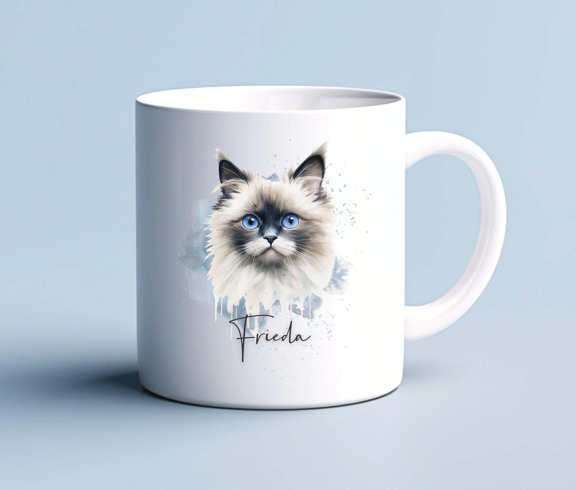 Keramiktasse | Katze Aquarell-Motiv und Name | diverse Katzen zur Auswahl - Roo's Gift Shop