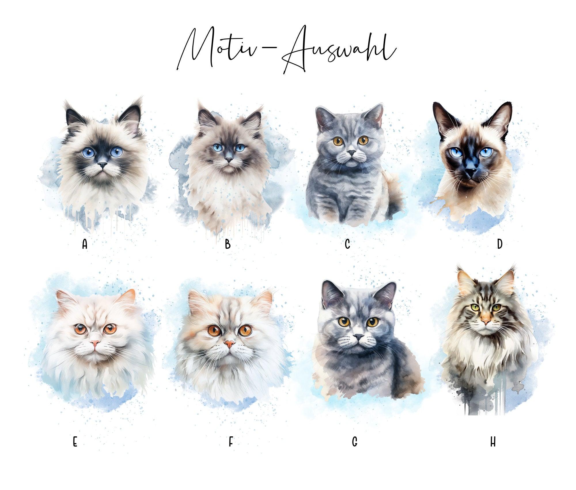 Keramiktasse | Katze Aquarell-Motiv und Name | diverse Katzen zur Auswahl - Roo's Gift Shop