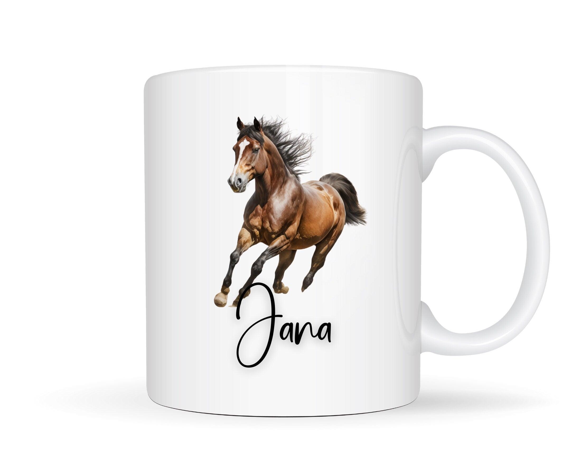 Keramiktasse | Personalisierte Pferde Tasse mit Namen - Roo's Gift Shop