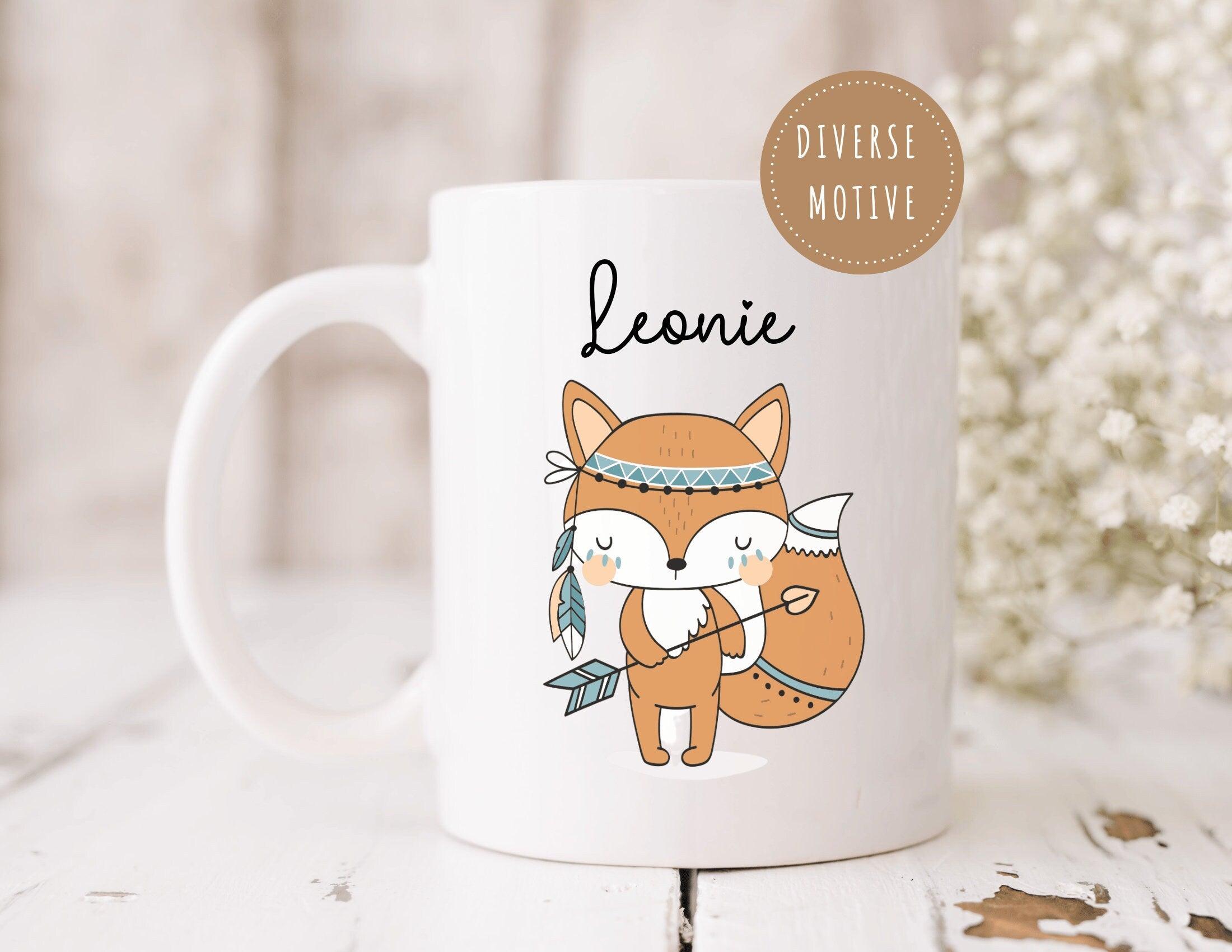 Keramiktasse | Personalisierte Tasse | Kinder Tiermotiv - Roo's Gift Shop