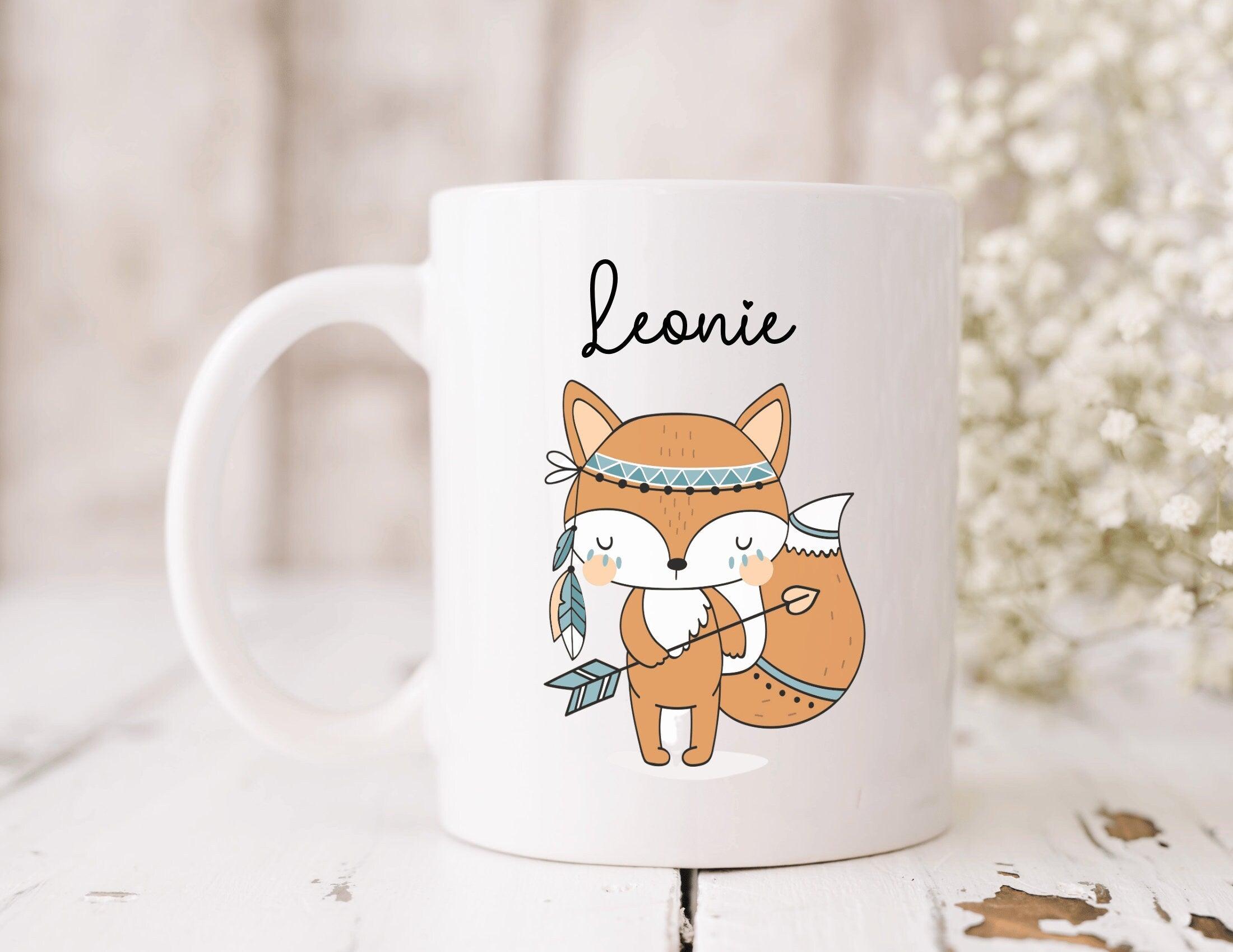 Keramiktasse | Personalisierte Tasse | Kinder Tiermotiv - Roo's Gift Shop