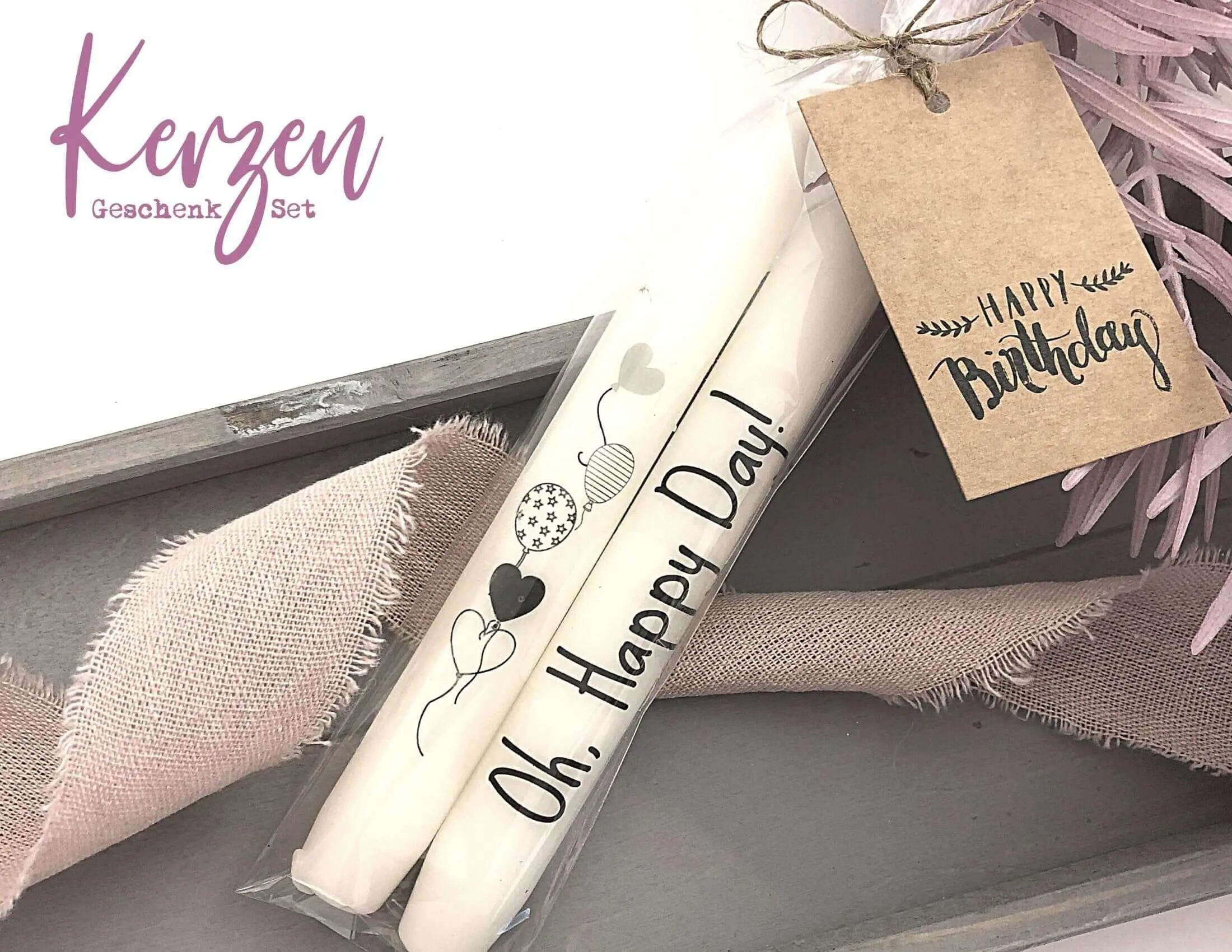 Kerze | Stabkerzen | Oh Happy Day | Luftballons - Roo's Gift Shop