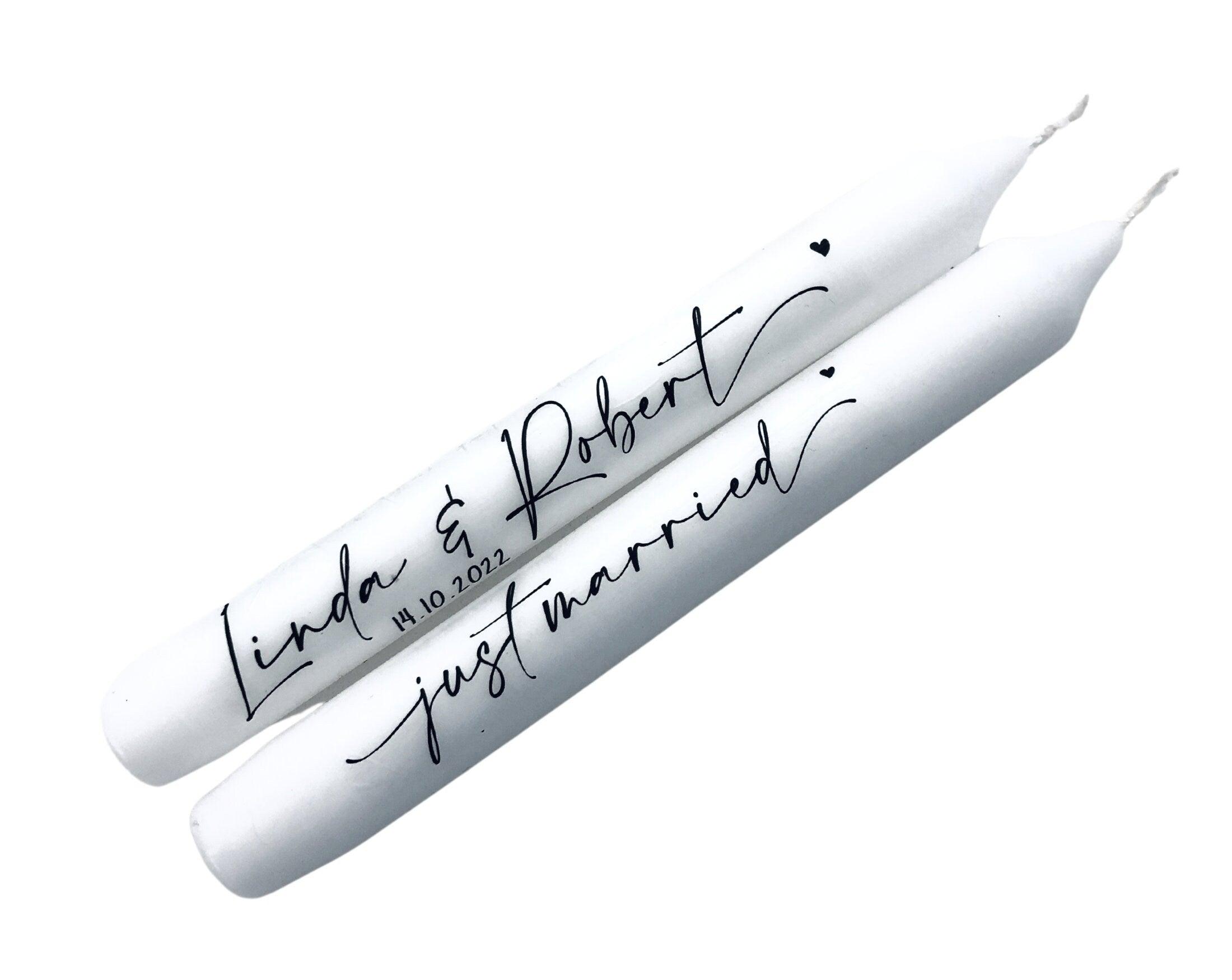 Kerzen Hochzeit | Namen Brautpaar | personalisiert | weiß - Roo's Gift Shop
