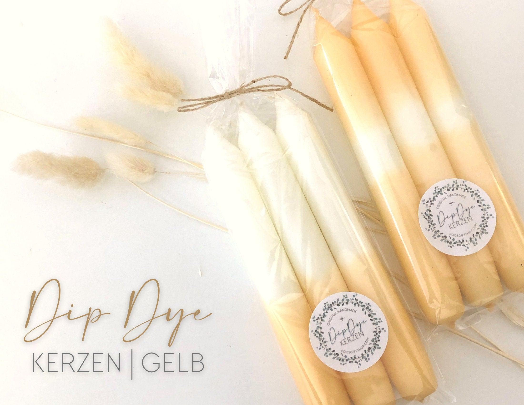 Kerzen | Dip Dye | gelb vanille weiß - Roo's Gift Shop