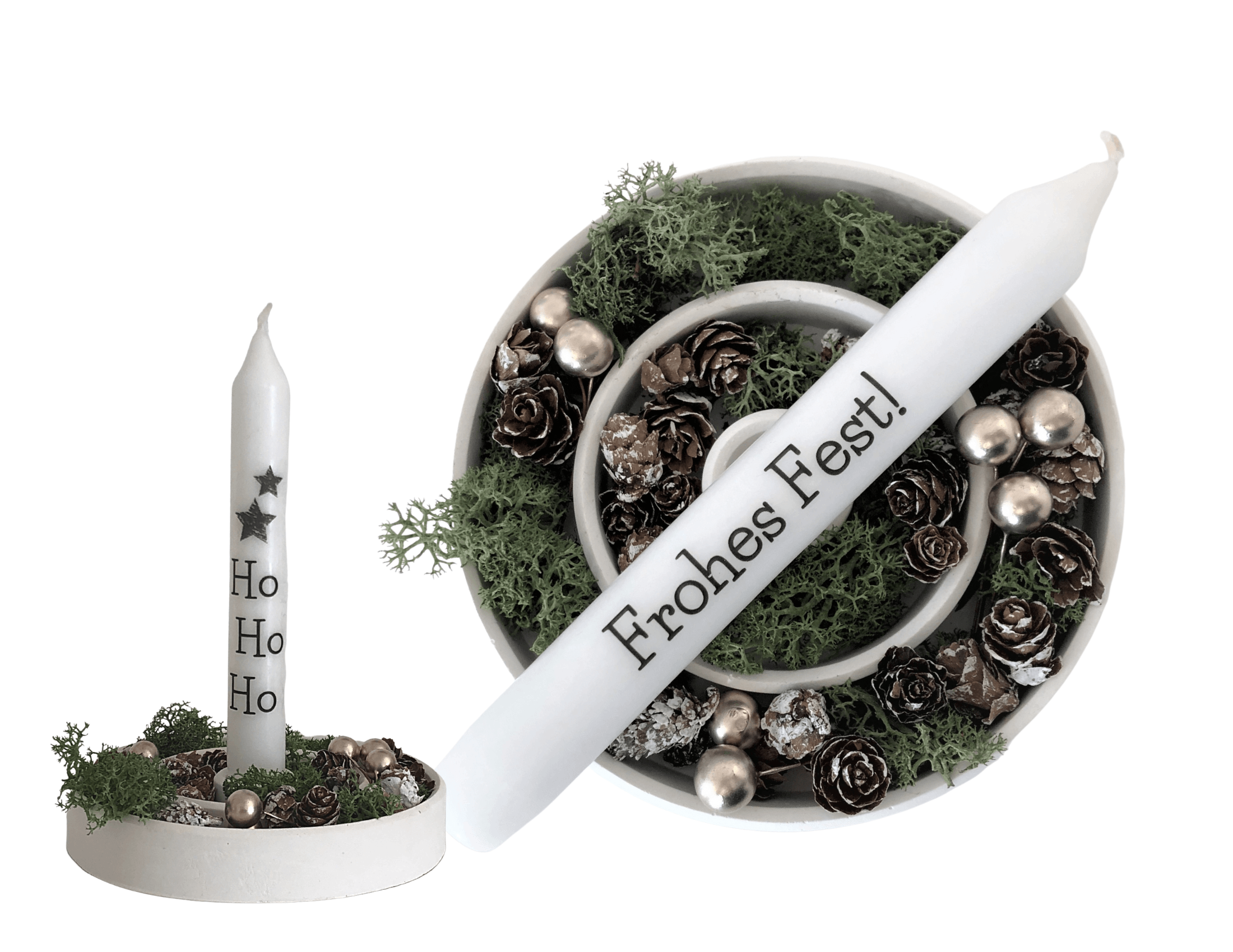 Kerzenteller Stabkerzen | weißer runder Kerzenständer - Roo's Gift Shop