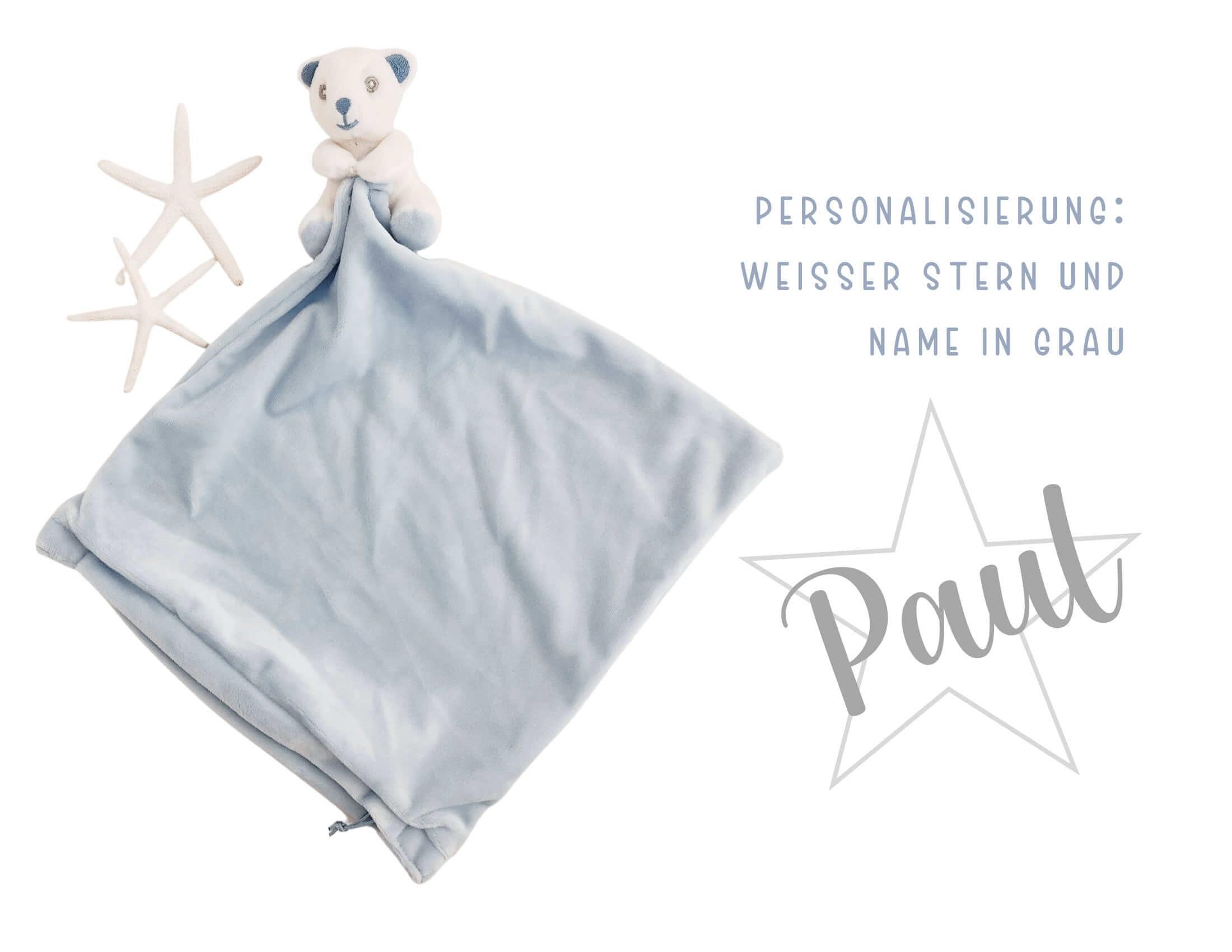 Kissen Bär | Rassel | hellblau | personalisierbar - Roo's Gift Shop