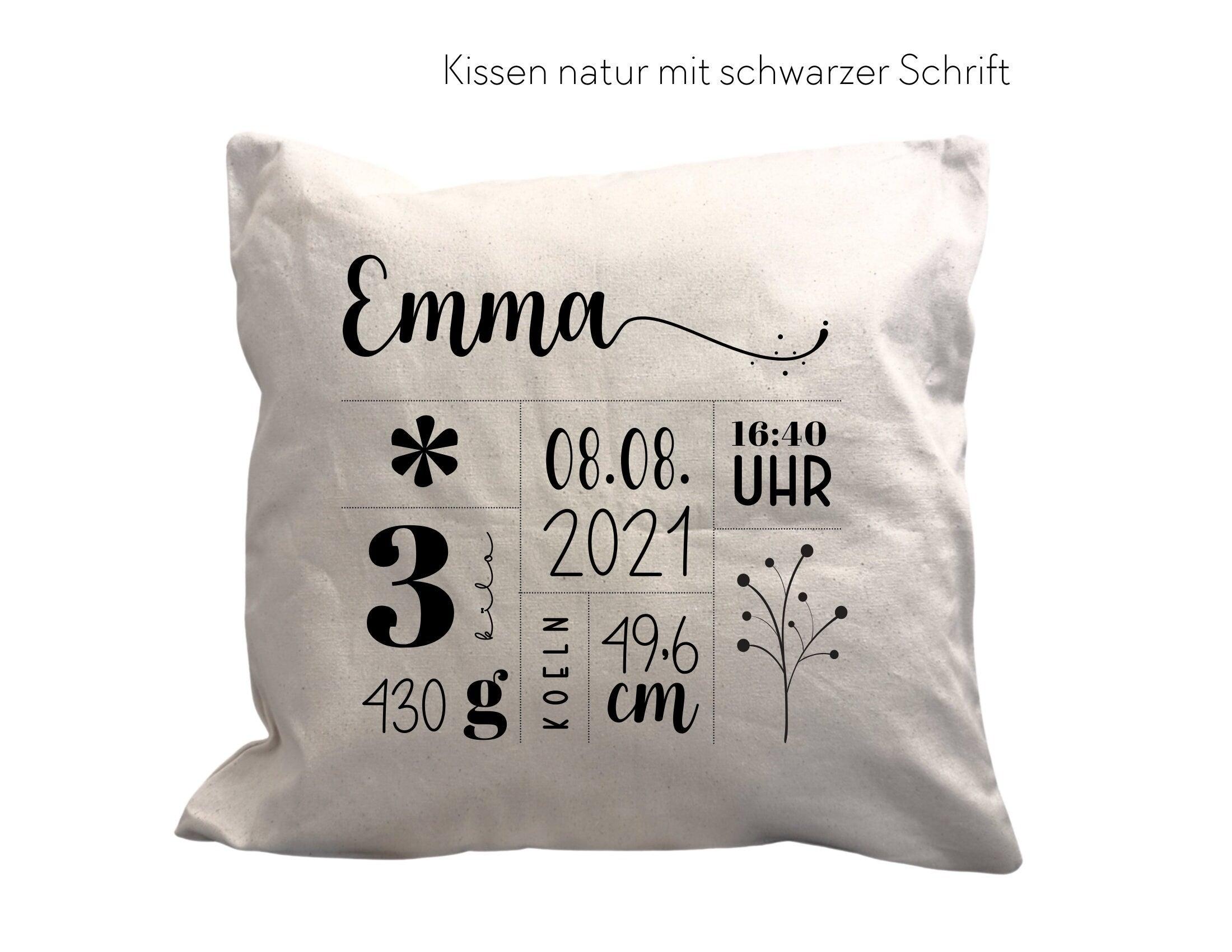 Kissen | Baby Geburtsdaten | Kissenbezug | Namenskissen - Roo's Gift Shop