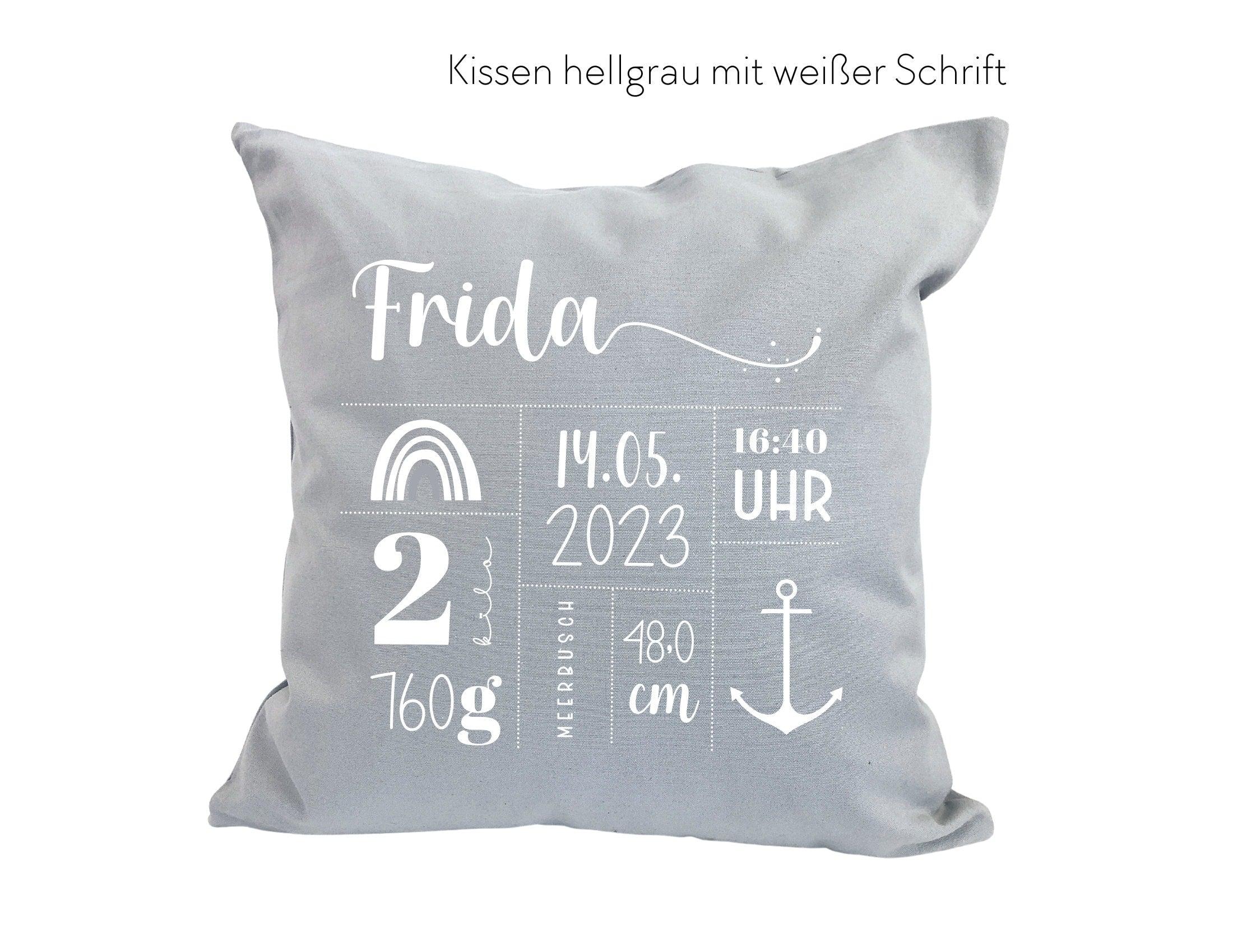 Kissen | Baby Geburtsdaten | Kissenbezug | Namenskissen - Roo's Gift Shop