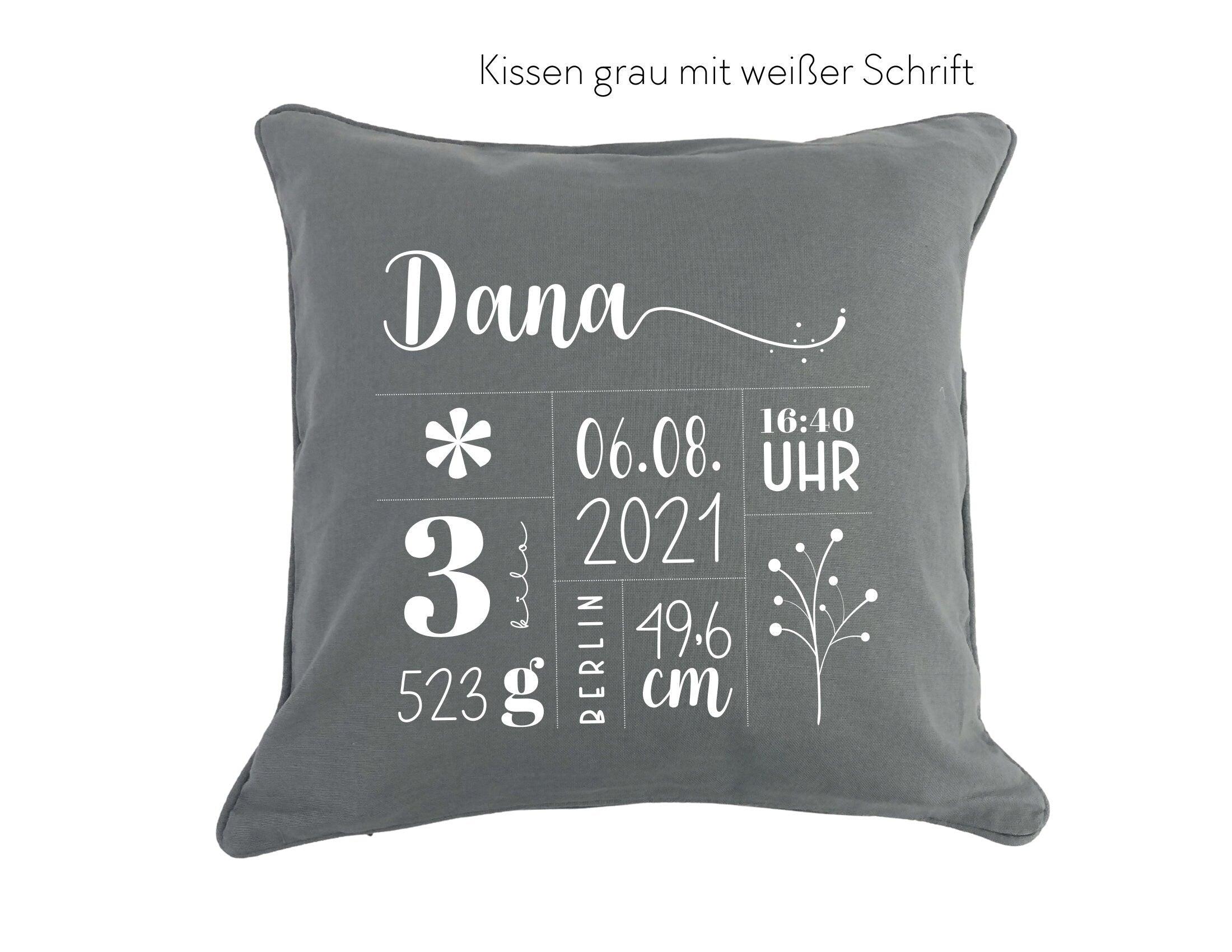 Kissen | Baby Geburtsdaten | Kissenbezug | Namenskissen - Roo's Gift Shop