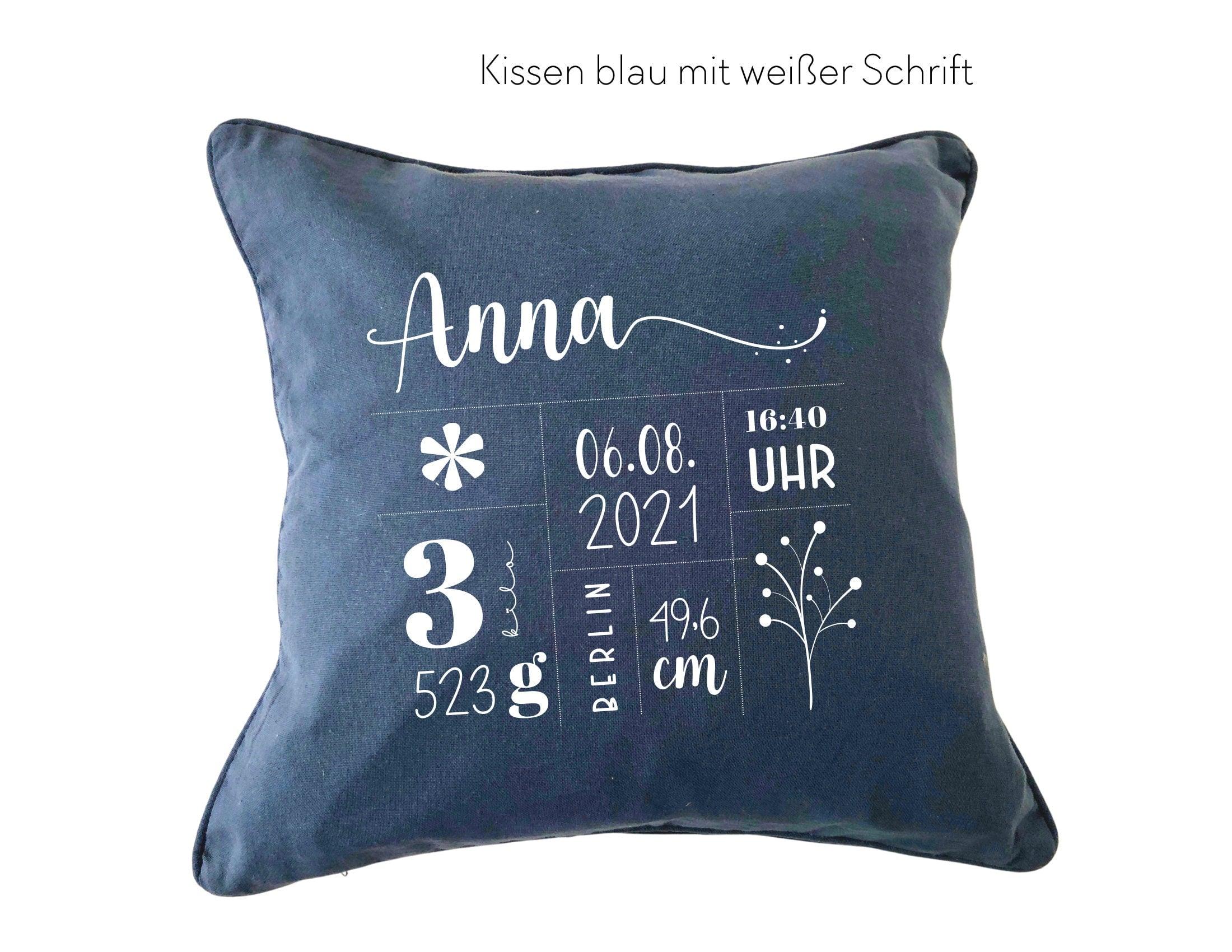 Kissen | Baby Geburtsdaten | Kissenbezug | Namenskissen - Roo's Gift Shop