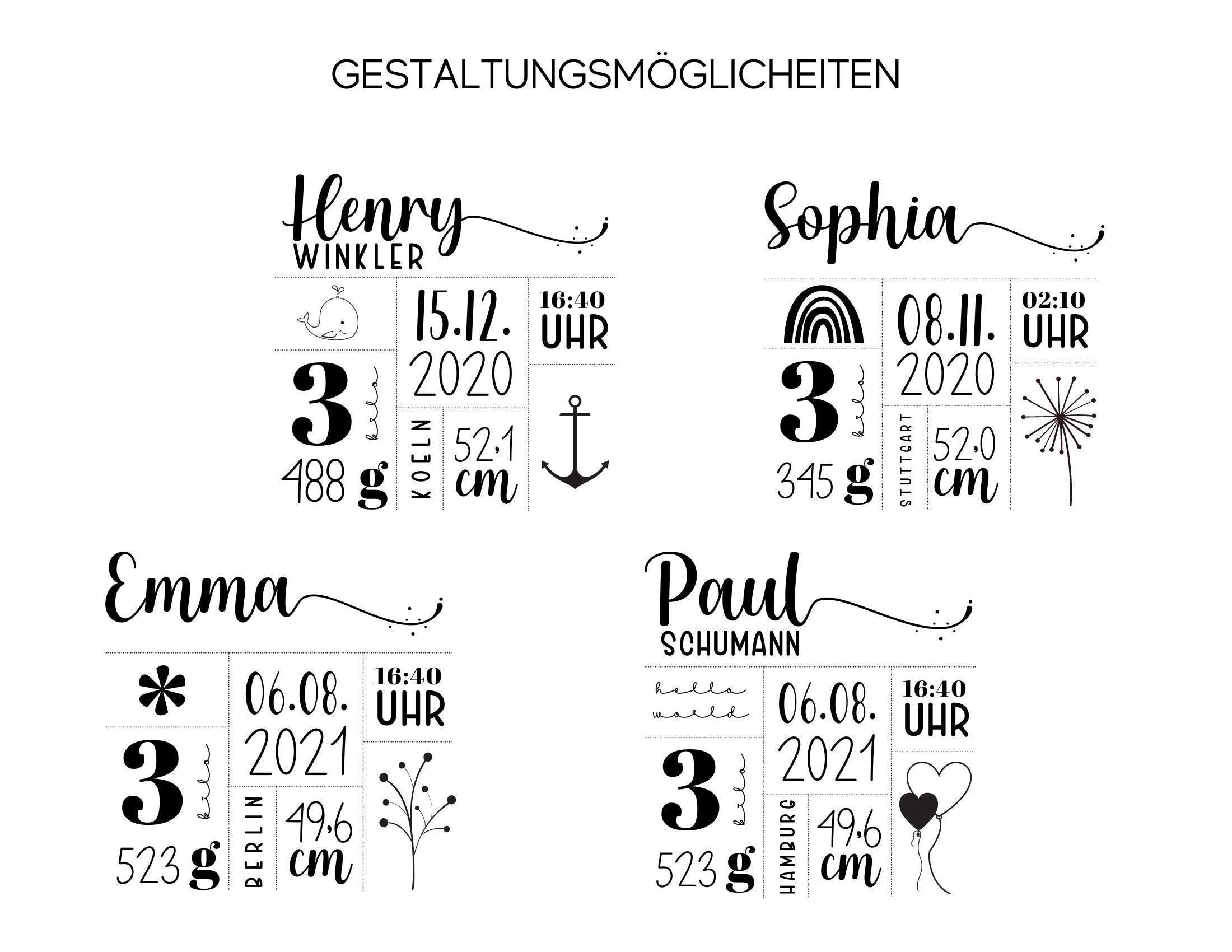 Kissen | Baby Geburtsdaten | Kissenbezug | Namenskissen - Roo's Gift Shop