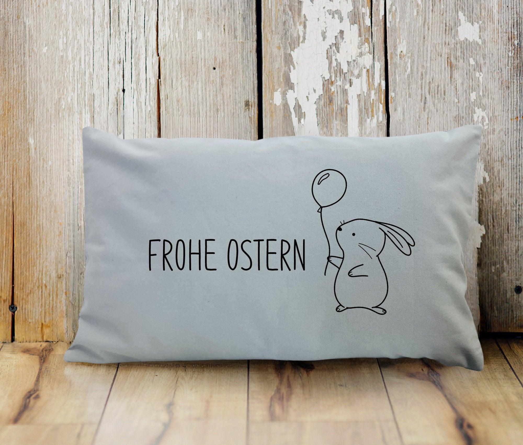 Kissen | Ostern | Kissenbezug Querformat | beige oder grau - Roo's Gift Shop