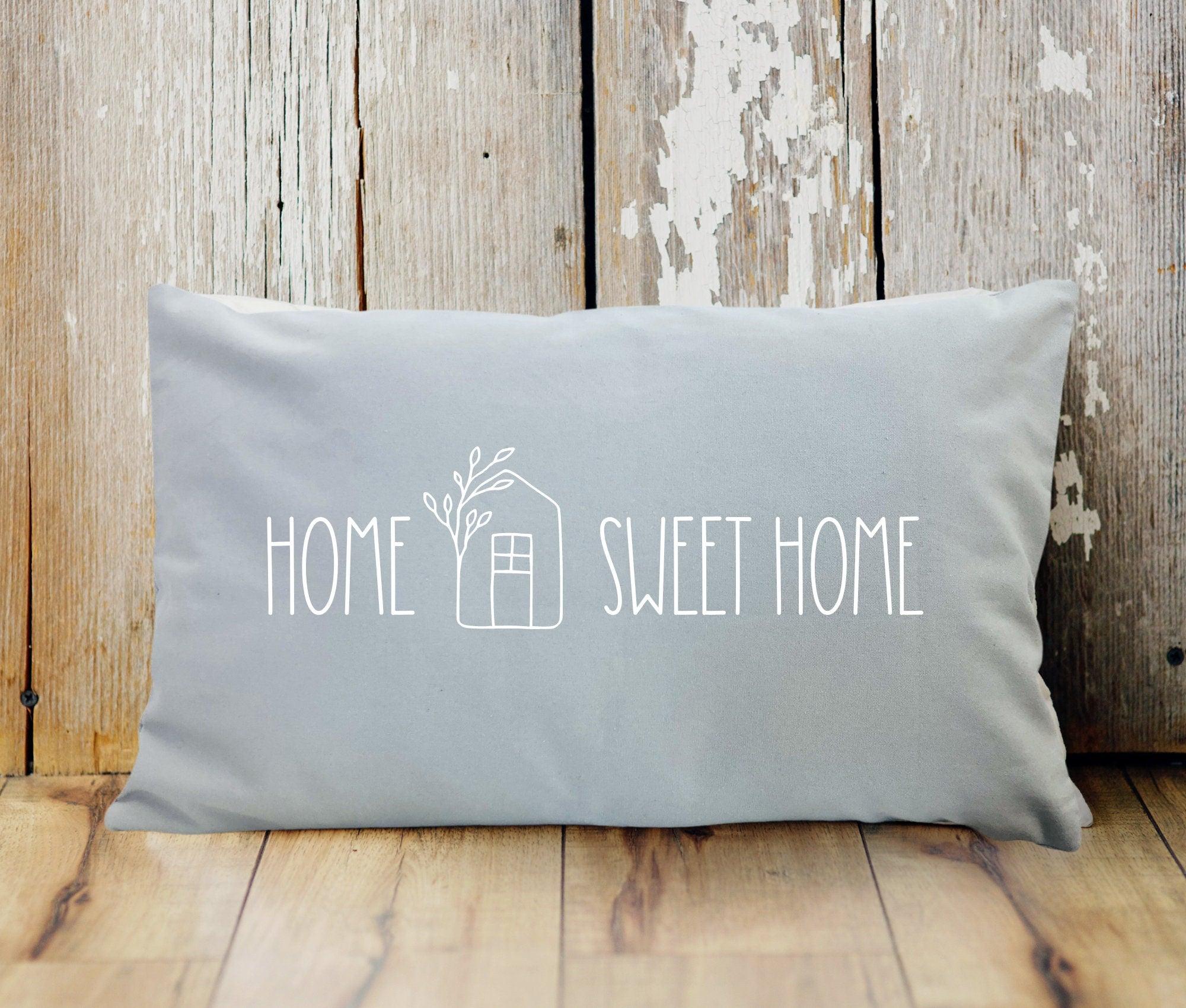 Kissenbezug | Home Sweet Home | beige oder grau - Roo's Gift Shop