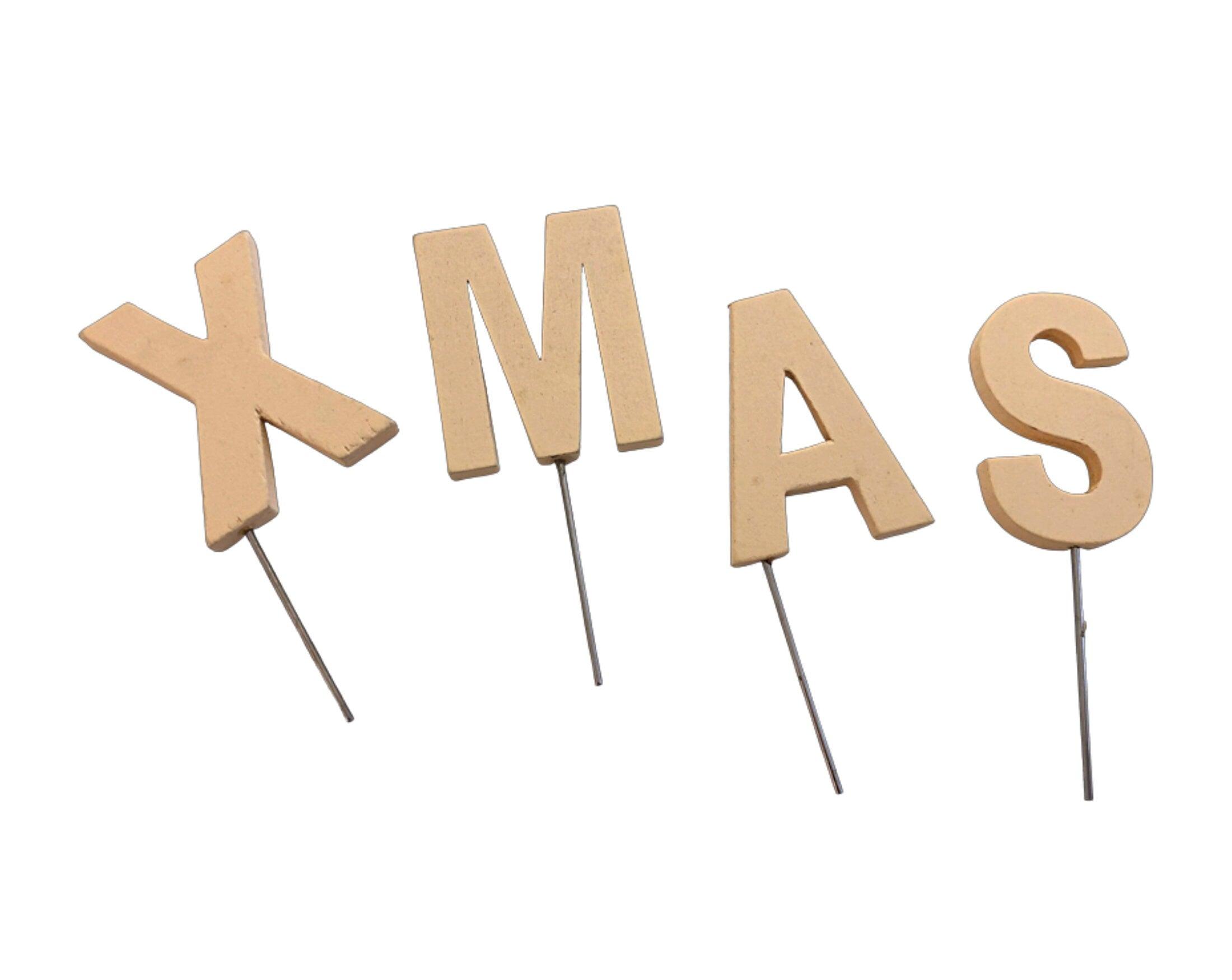 Kleine Holzbuchstaben XMAS | DIY | zum Stecken | natur oder silber - Roo's Gift Shop