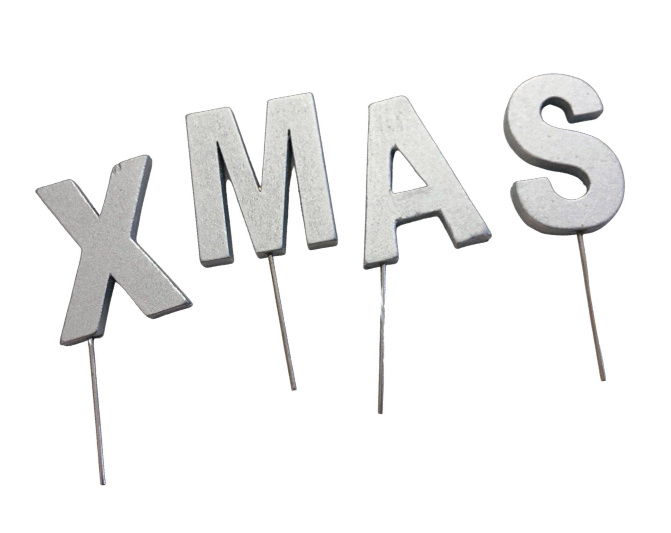 Kleine Holzbuchstaben XMAS | DIY | zum Stecken | natur oder silber - Roo's Gift Shop