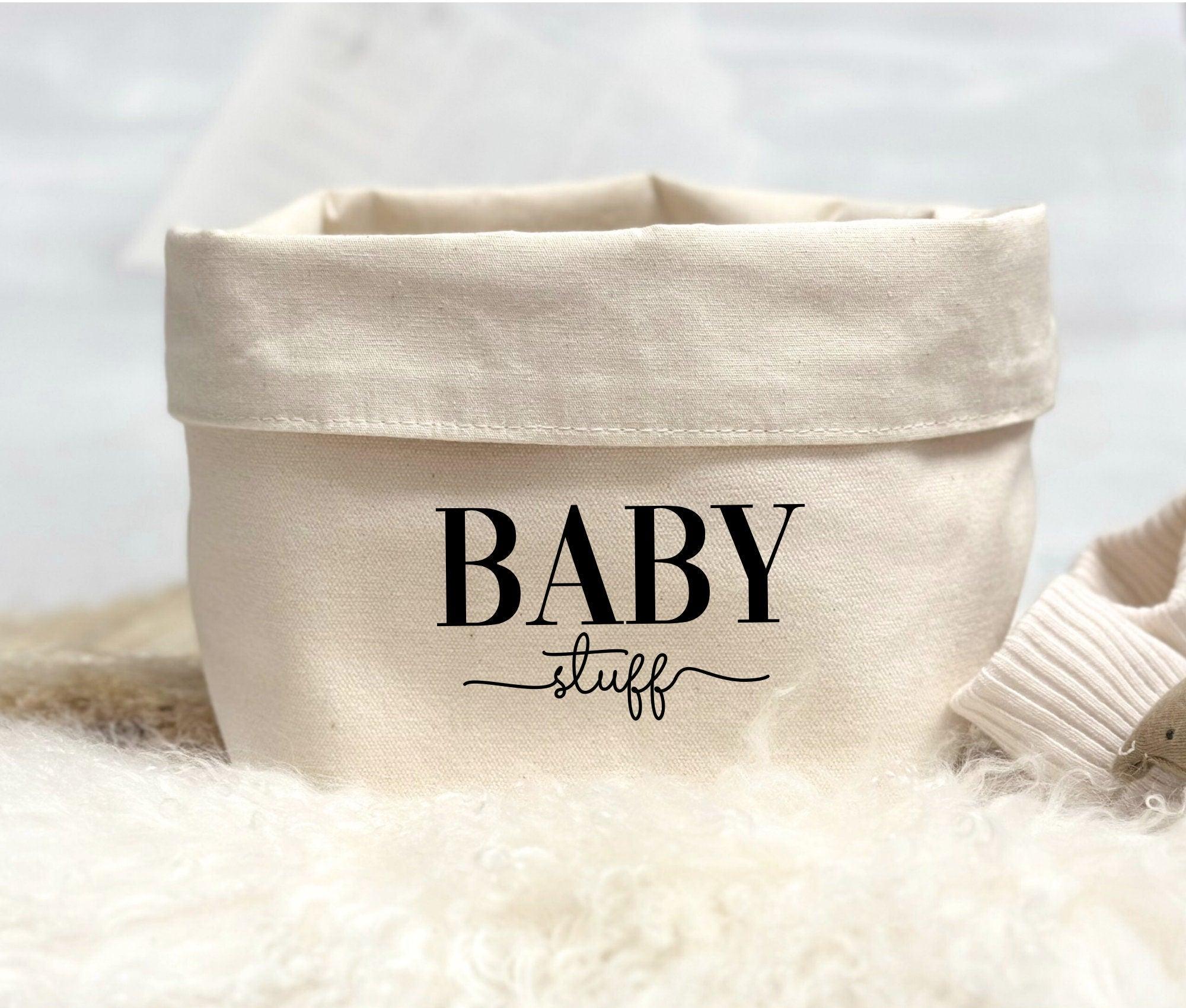 Kleiner beiger Canvas Utensilo | Stoffkorb natur | Baby stuff - Roo's Gift Shop