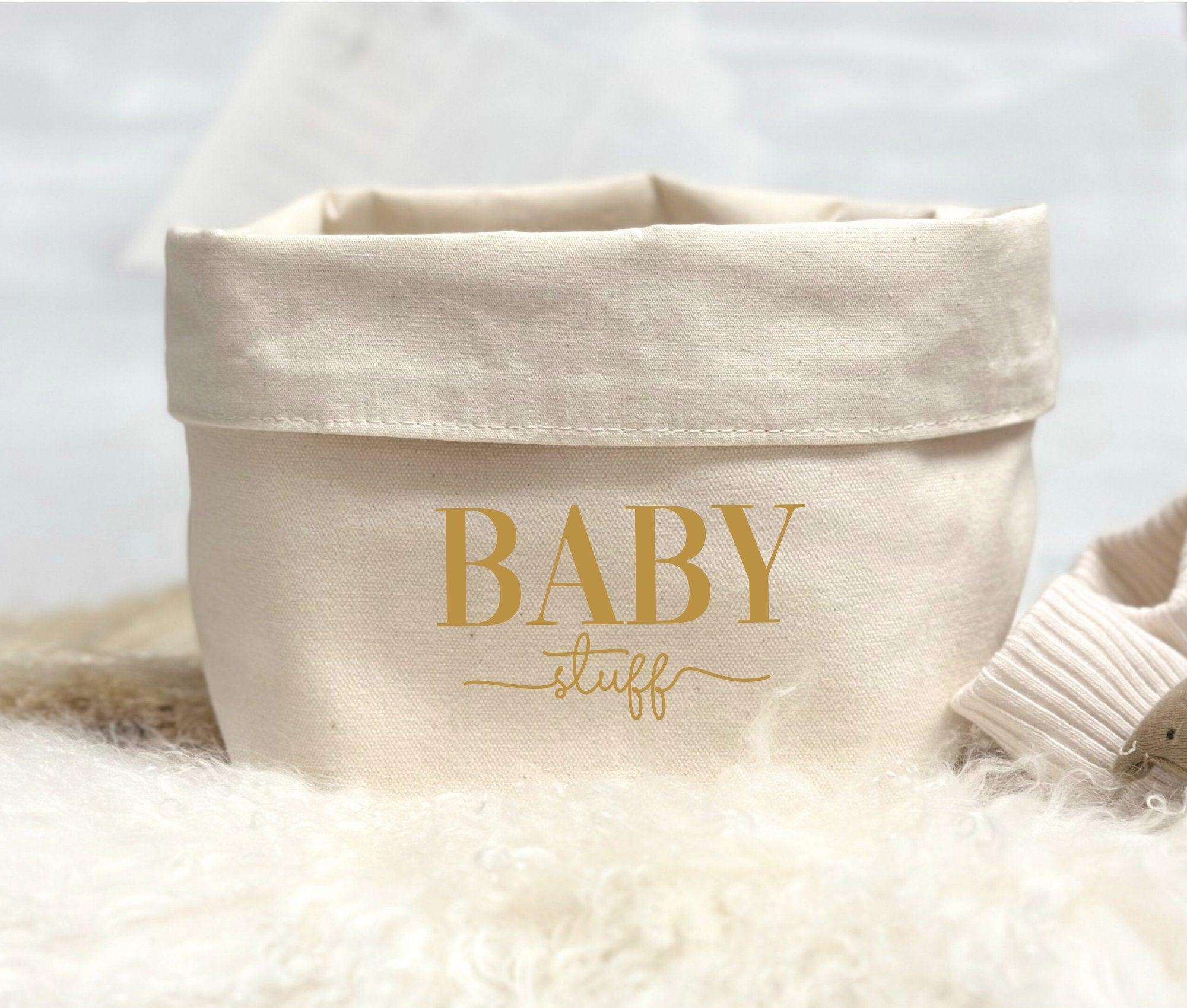 Kleiner beiger Canvas Utensilo | Stoffkorb natur | Baby stuff - Roo's Gift Shop