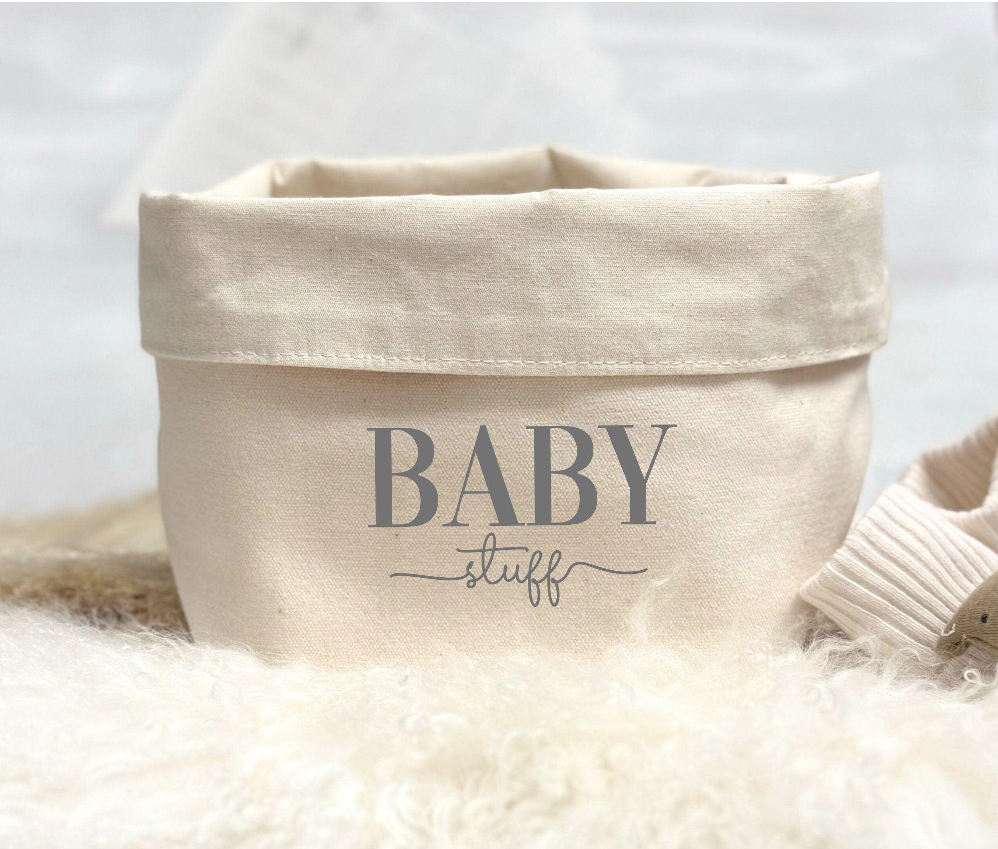 Kleiner beiger Canvas Utensilo | Stoffkorb natur | Baby stuff - Roo's Gift Shop