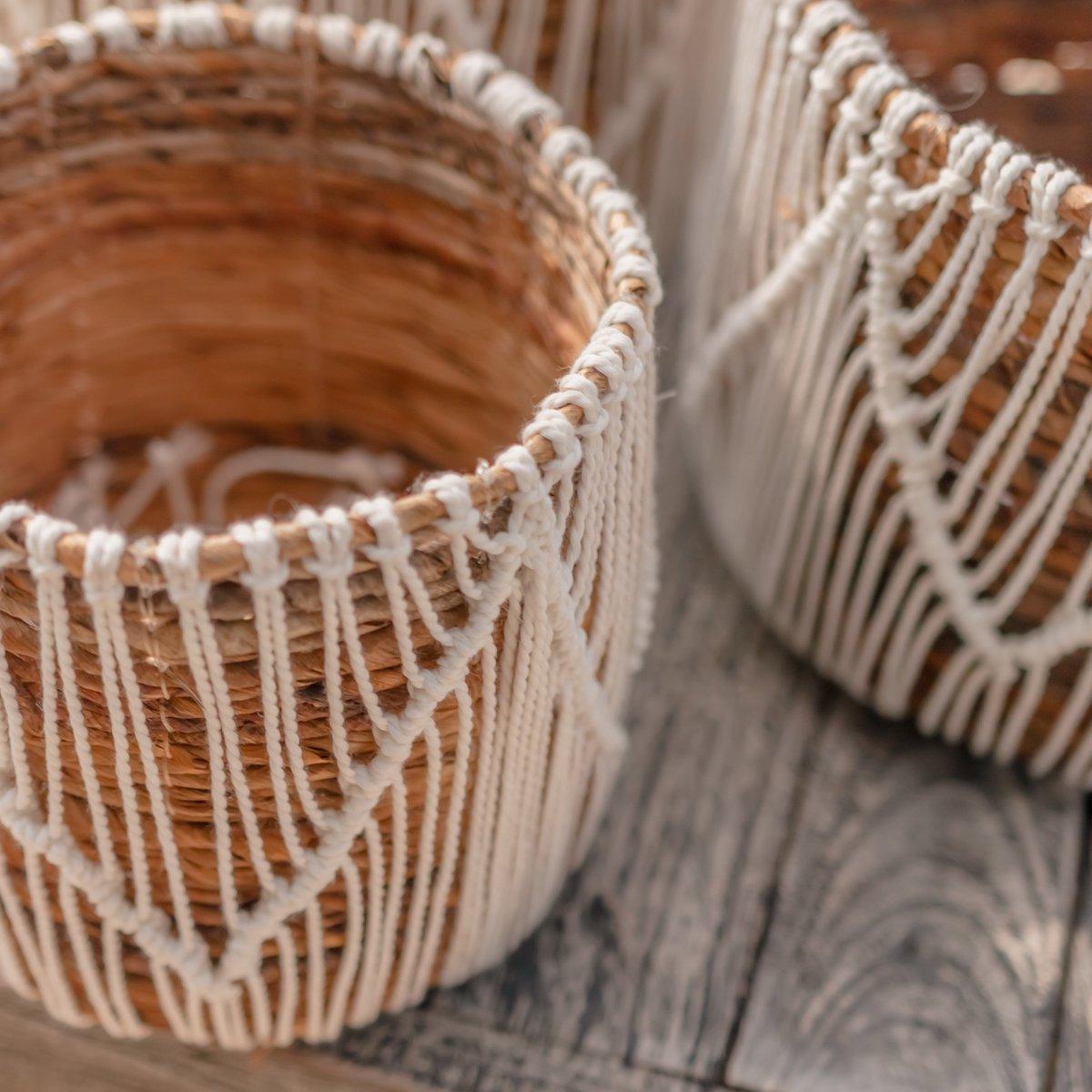 Korb aus Seegras ORIS | Runder Blumenkorb Boho - Roo's Gift Shop