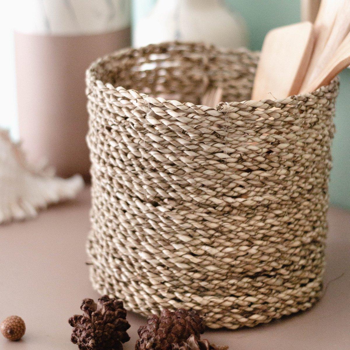 Korb Seegras BHINNEKA | Boho Pflanzenkorb | rund in S,M oder L - Roo's Gift Shop