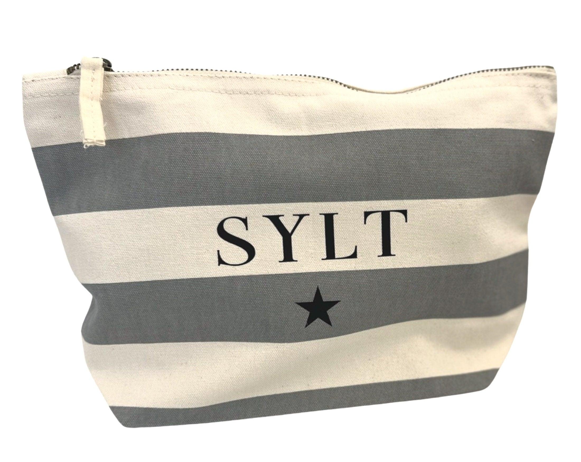 Kosmetiktasche | gestreift grau | SYLT - Roo's Gift Shop