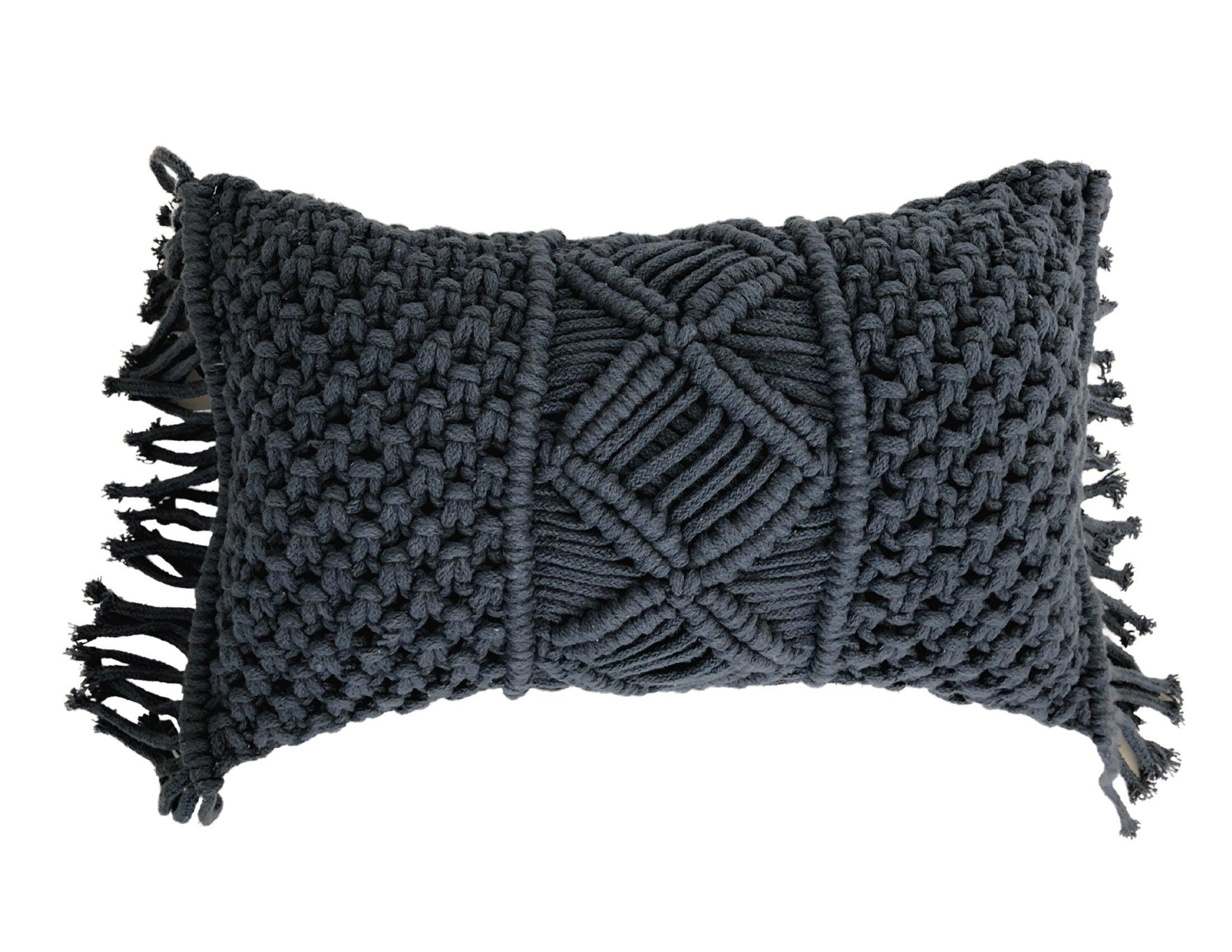 Makramee Kissen | Boho | 30 x 50 cm | hellgrau - Roo's Gift Shop