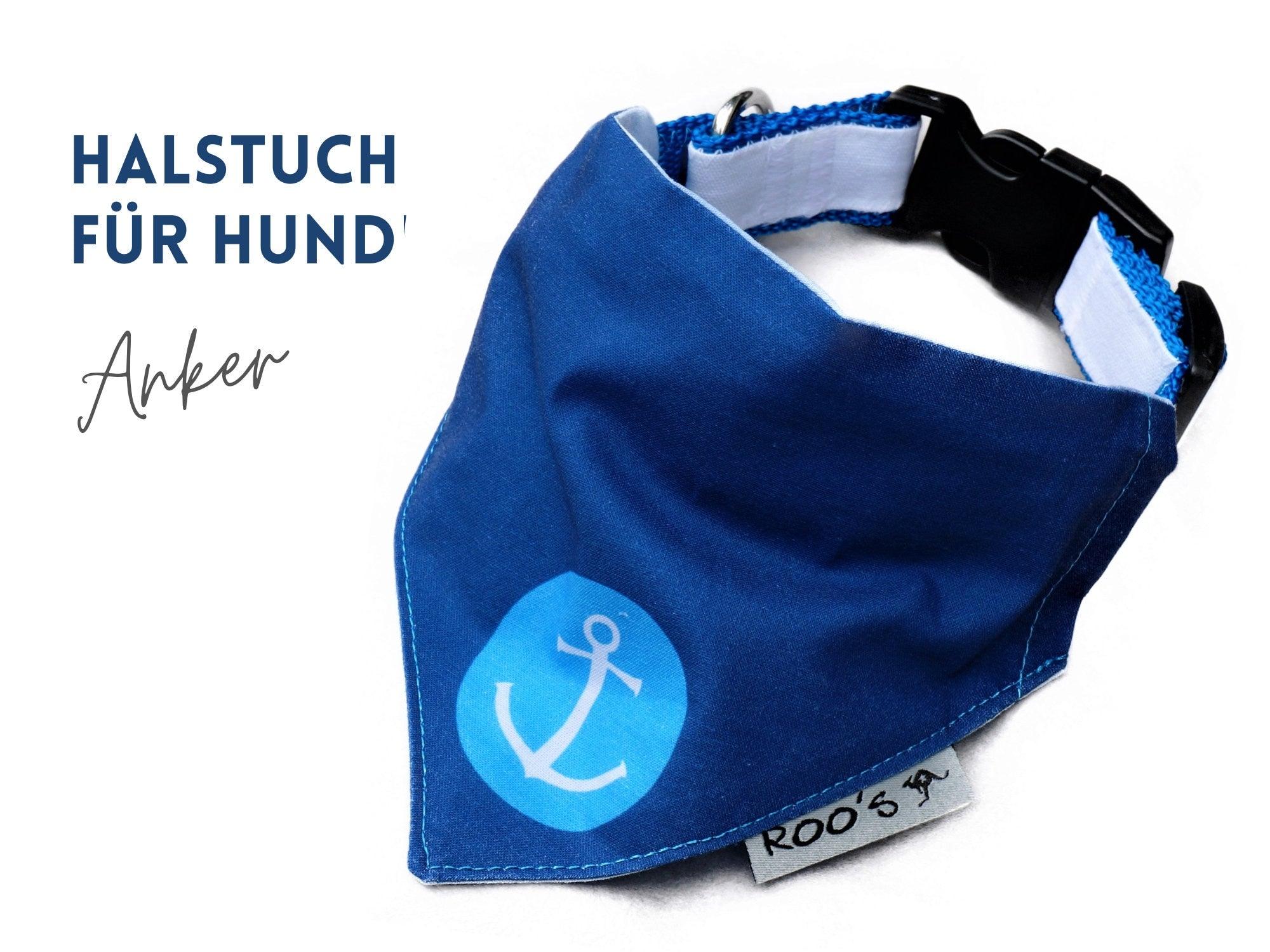 Maritimes Hundehalstuch mit Anker | dunkelblaues Hunde Bandana - Roo's Gift Shop