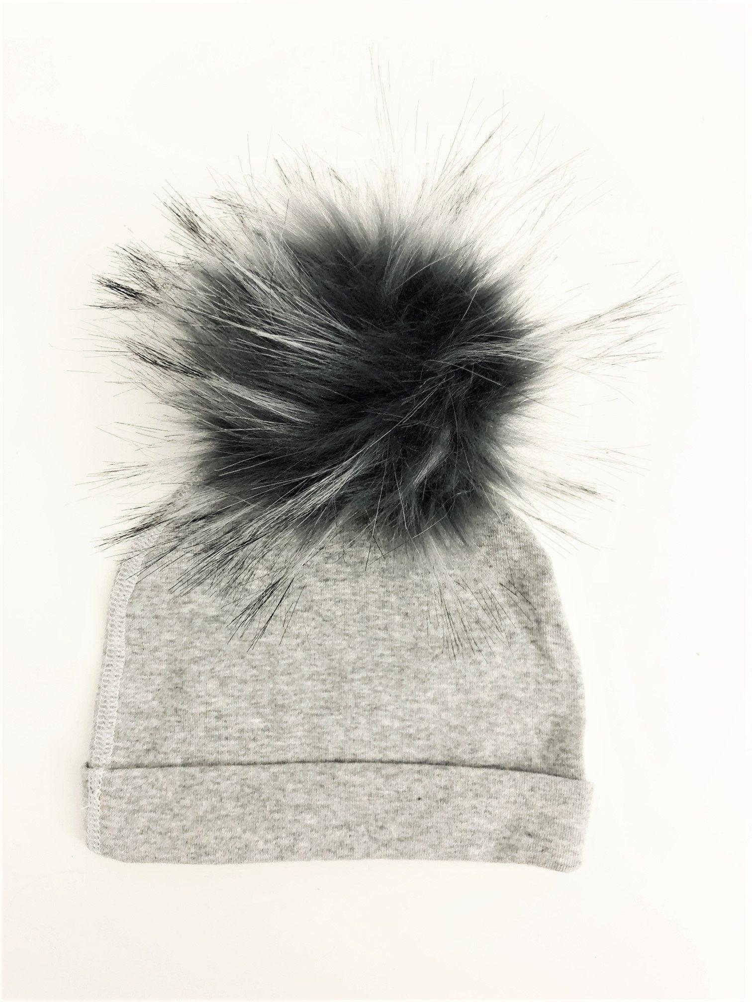 Mütze für Babys | Kunstfell | grau - Roo's Gift Shop