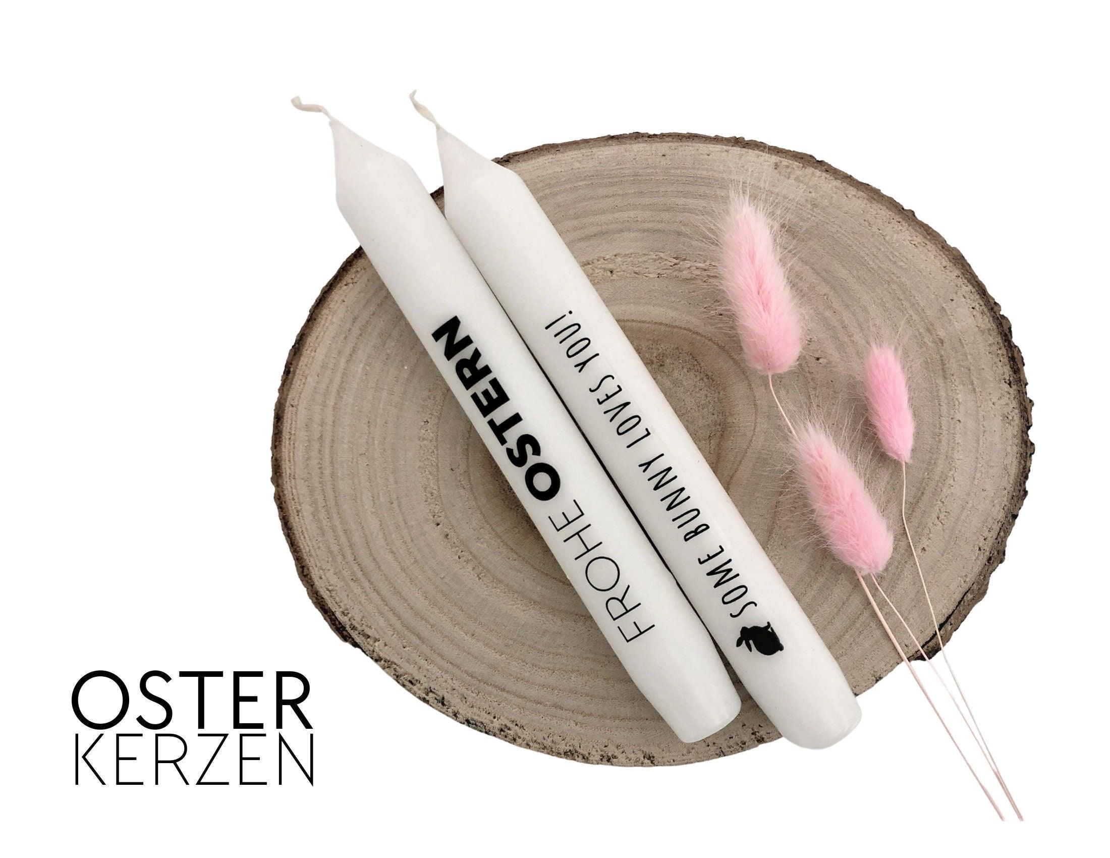 Oster Kerzen mit Botschaft | zwei Stabkerzen Ostern - Roo's Gift Shop