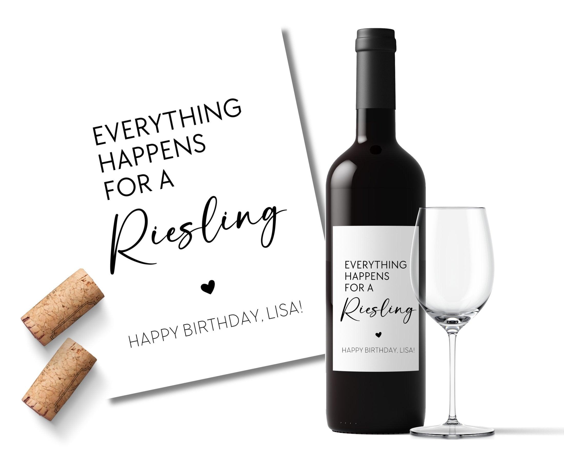 Personalisiertes Weinflaschen Etikett | Everything happens for a Riesling - Roo's Gift Shop