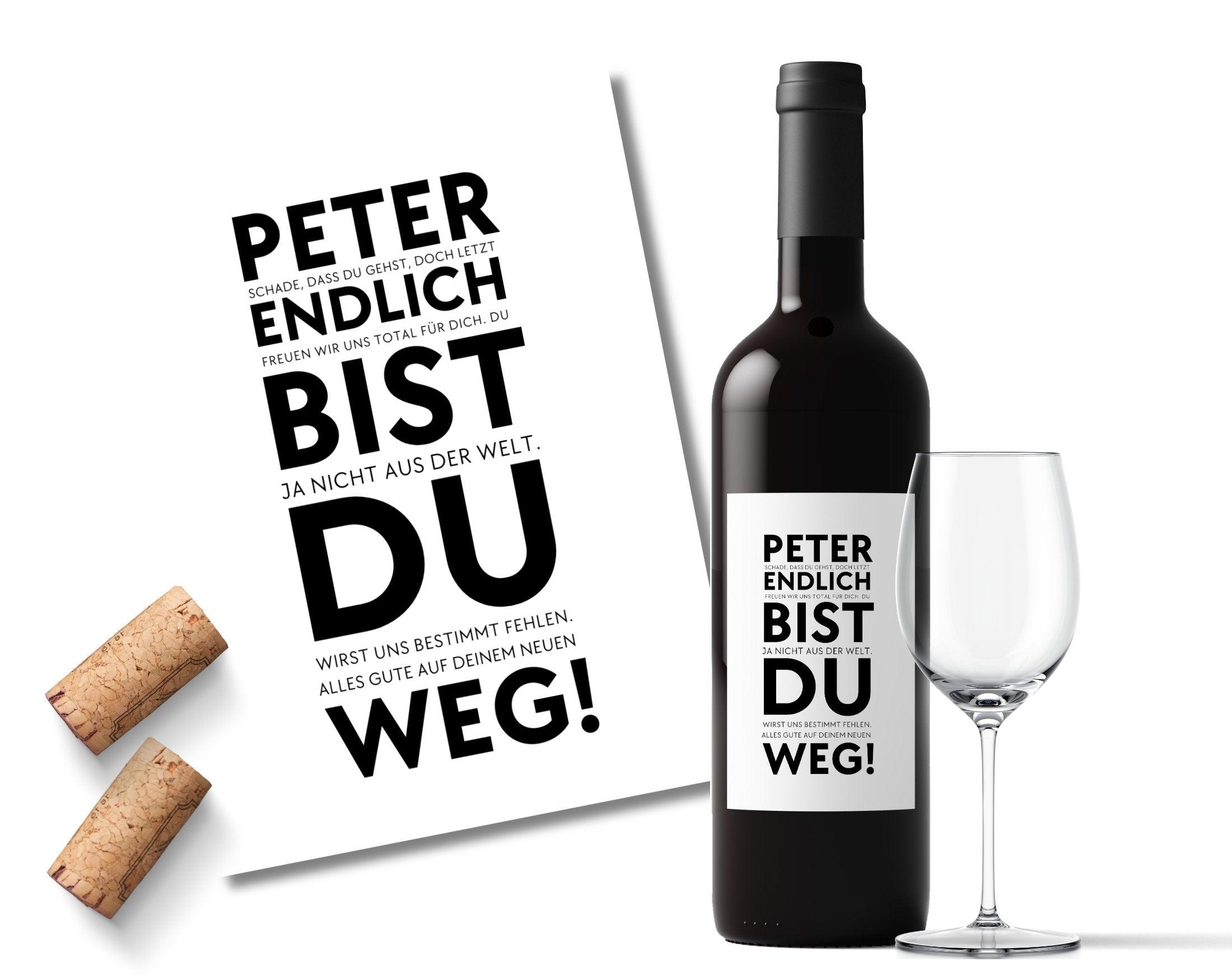 Personalisiertes Weinflaschen Etikett | Geschenk Verabschiedung Kollege/in - Roo's Gift Shop